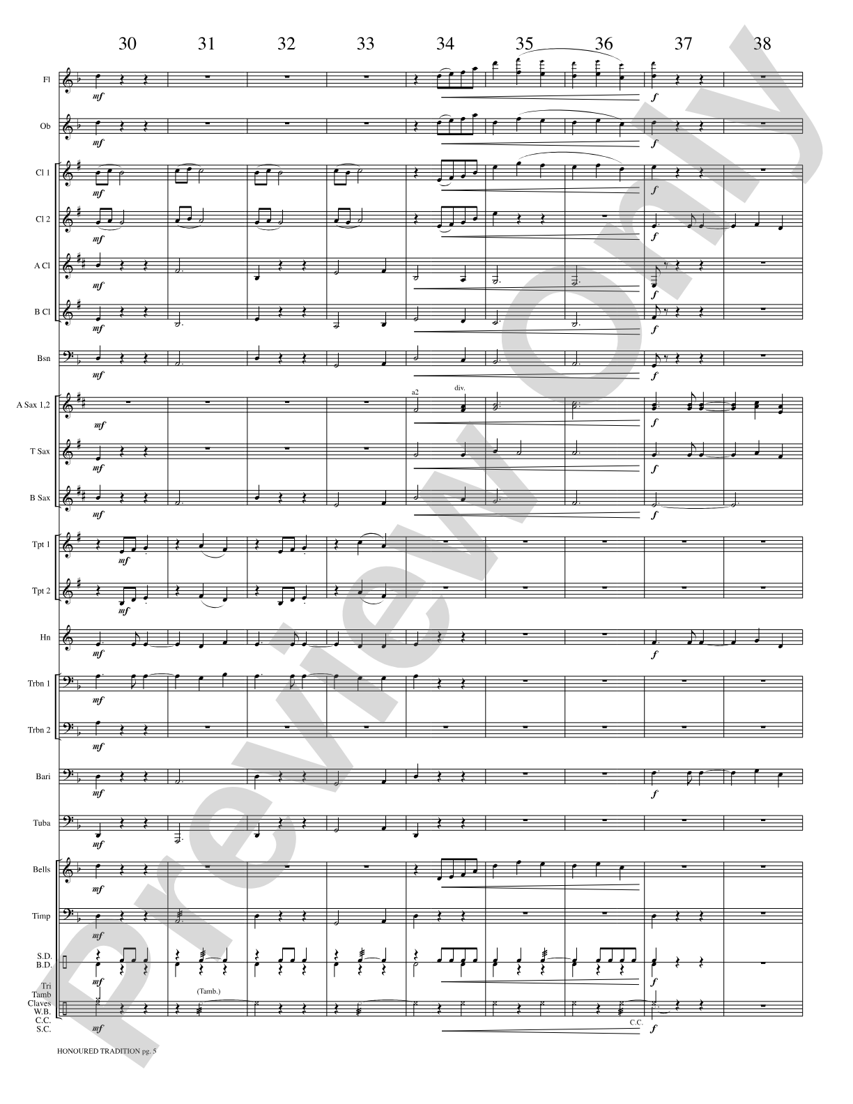 Honoured Tradition: Concert Band Conductor Score & Parts
