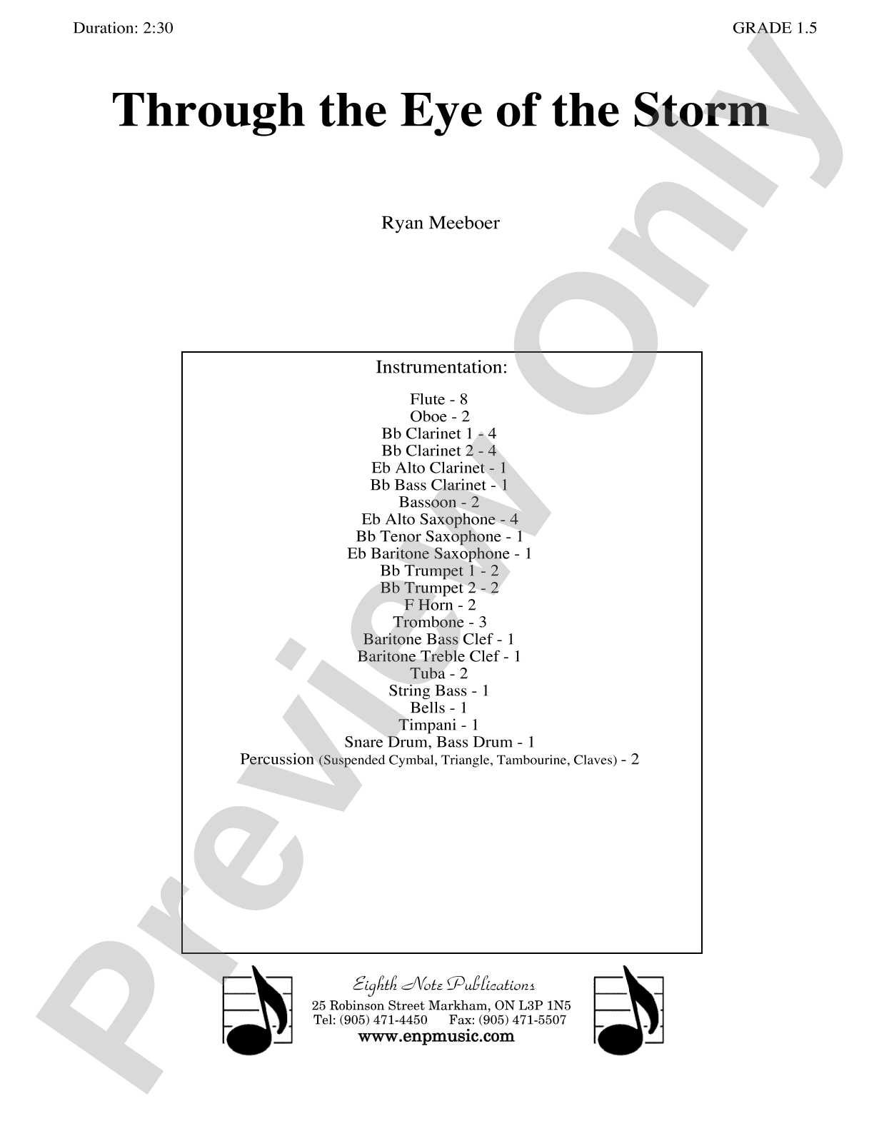 Through the Eye of the Storm: Concert Band Conductor Score & Parts