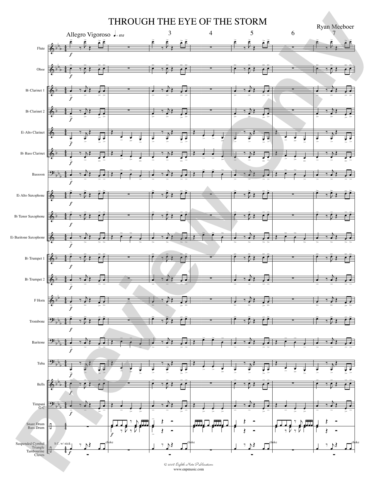 Through the Eye of the Storm: Concert Band Conductor Score & Parts