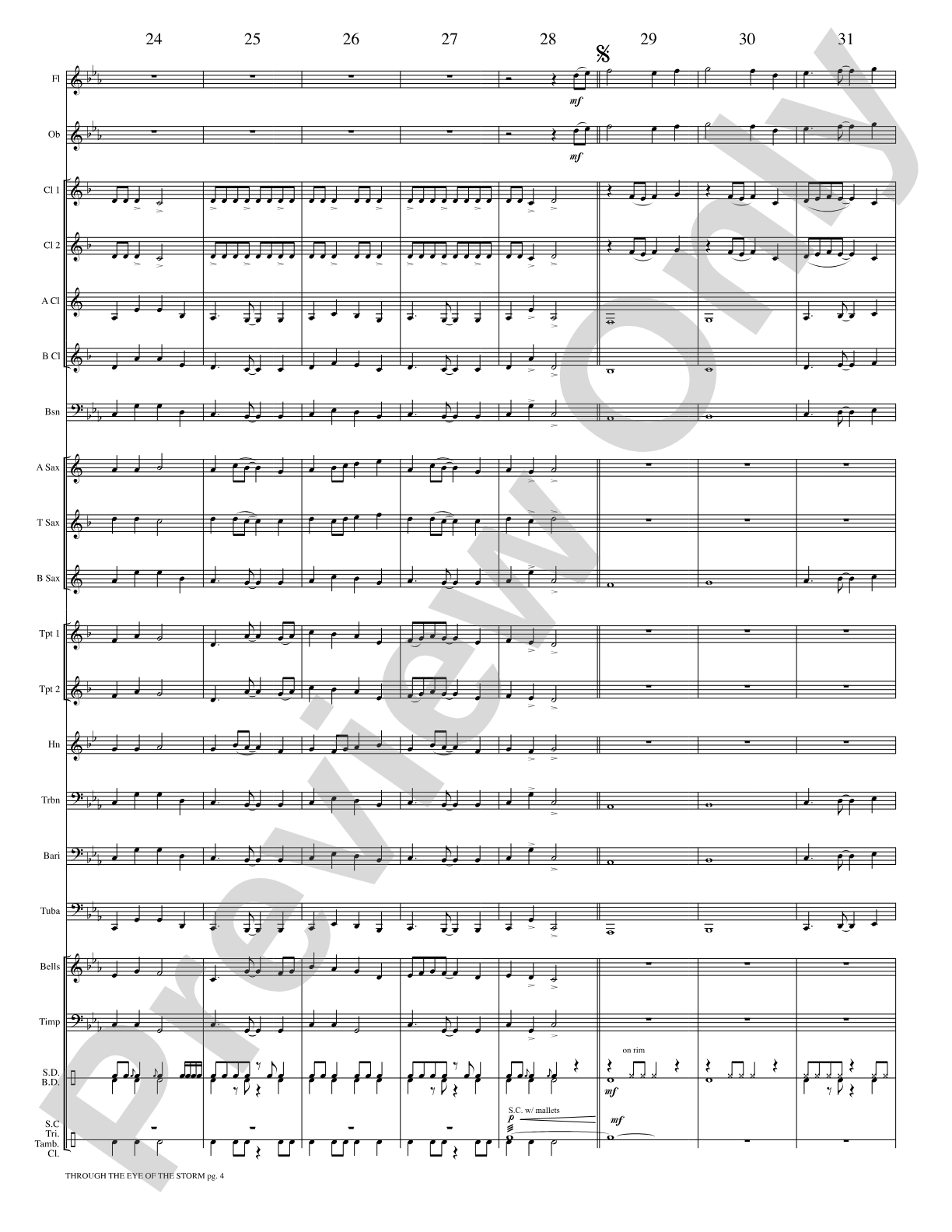 Through the Eye of the Storm: Concert Band Conductor Score & Parts