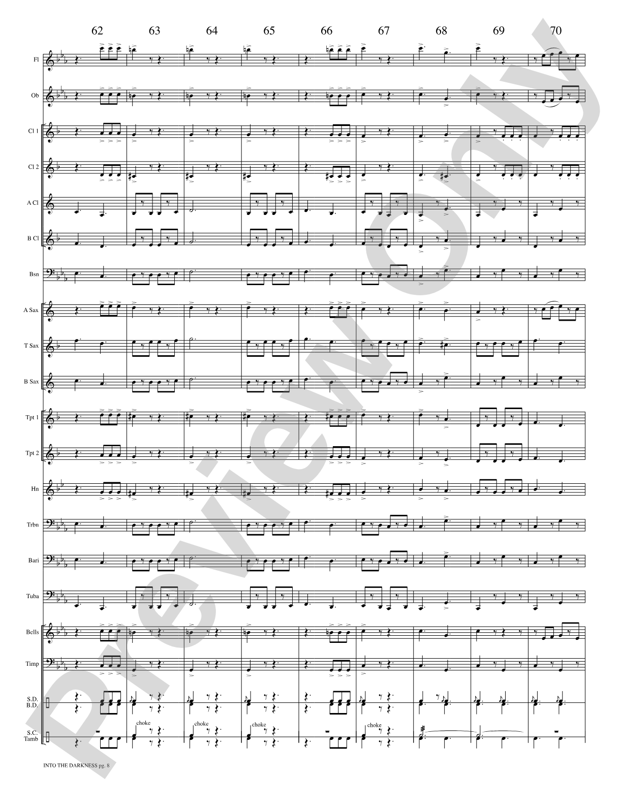 Into the Darkness: Concert Band Conductor Score & Parts