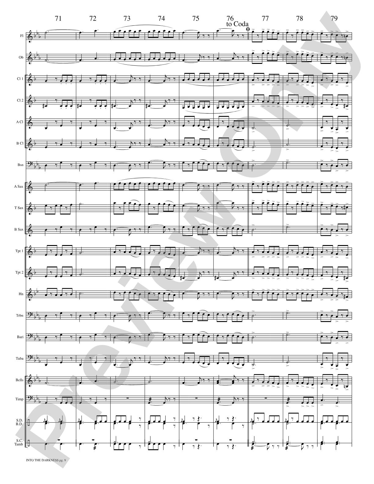 Into the Darkness: Concert Band Conductor Score & Parts
