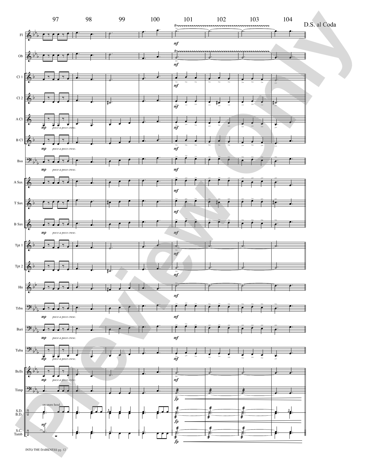 Into the Darkness: Concert Band Conductor Score & Parts