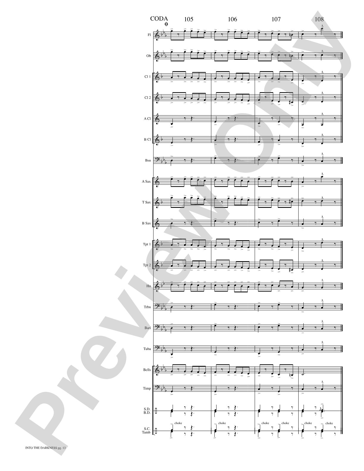 Into the Darkness: Concert Band Conductor Score & Parts