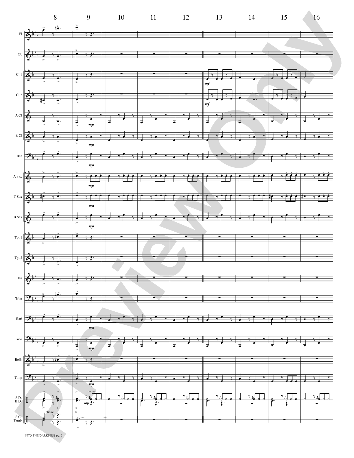 Into the Darkness: Concert Band Conductor Score & Parts