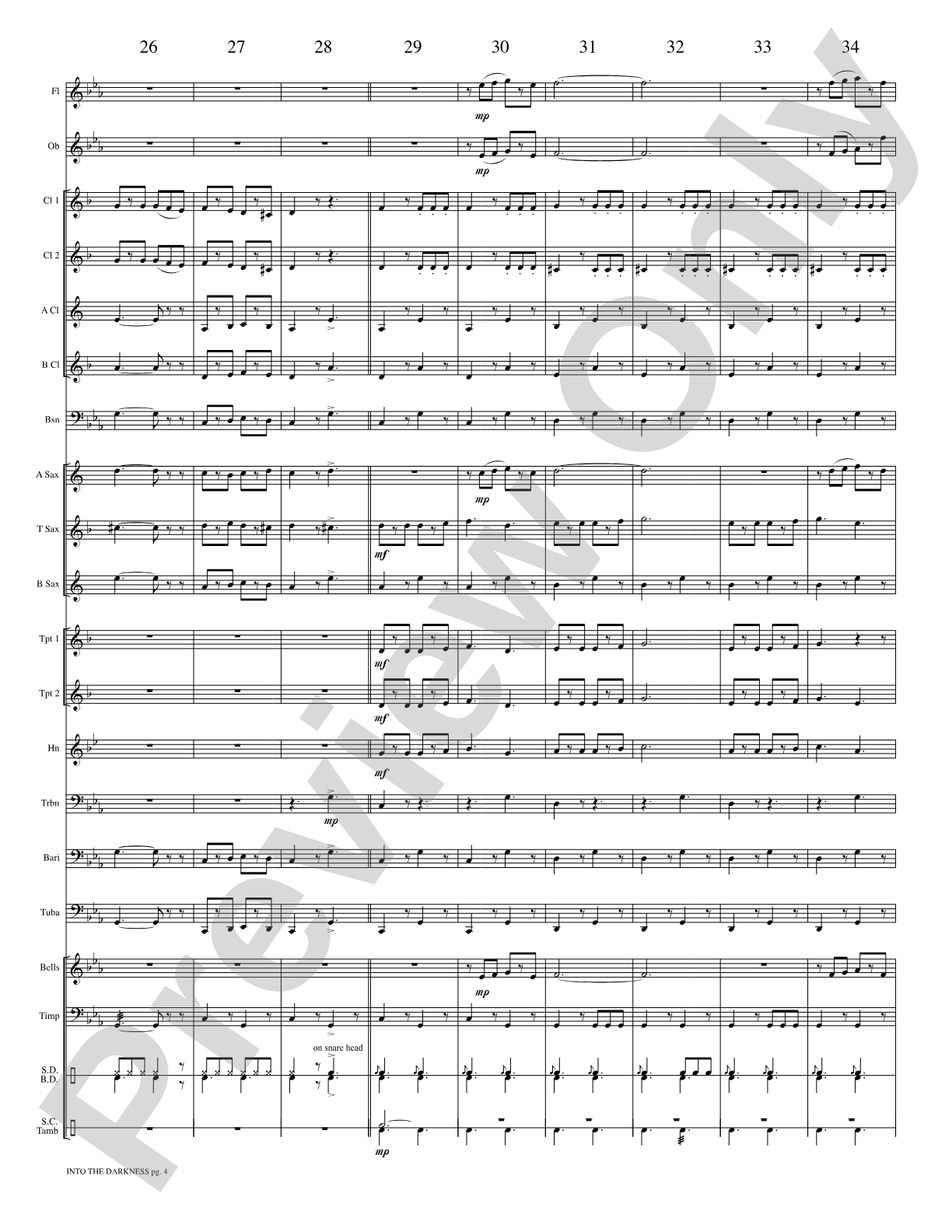 Into the Darkness: Concert Band Conductor Score & Parts