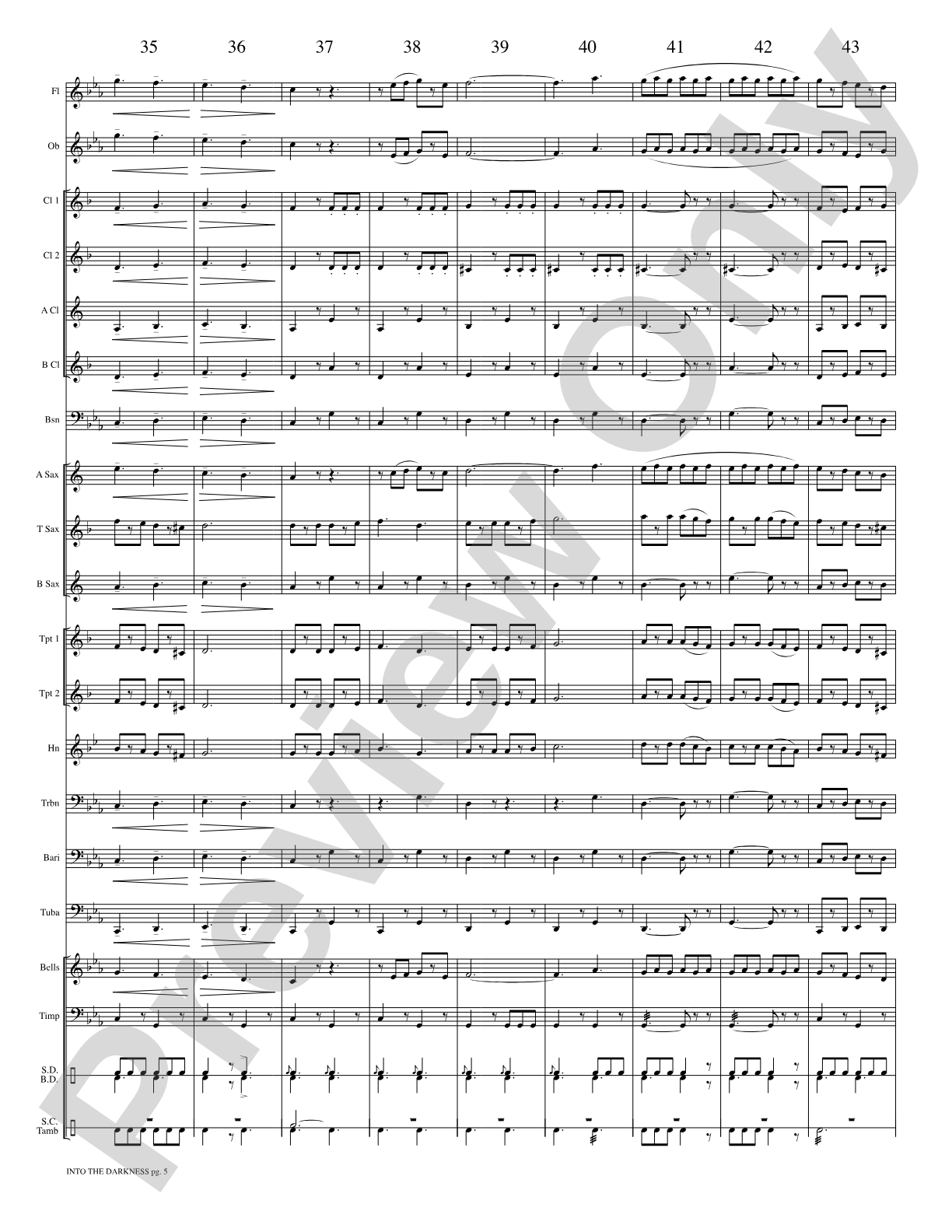 Into the Darkness: Concert Band Conductor Score & Parts