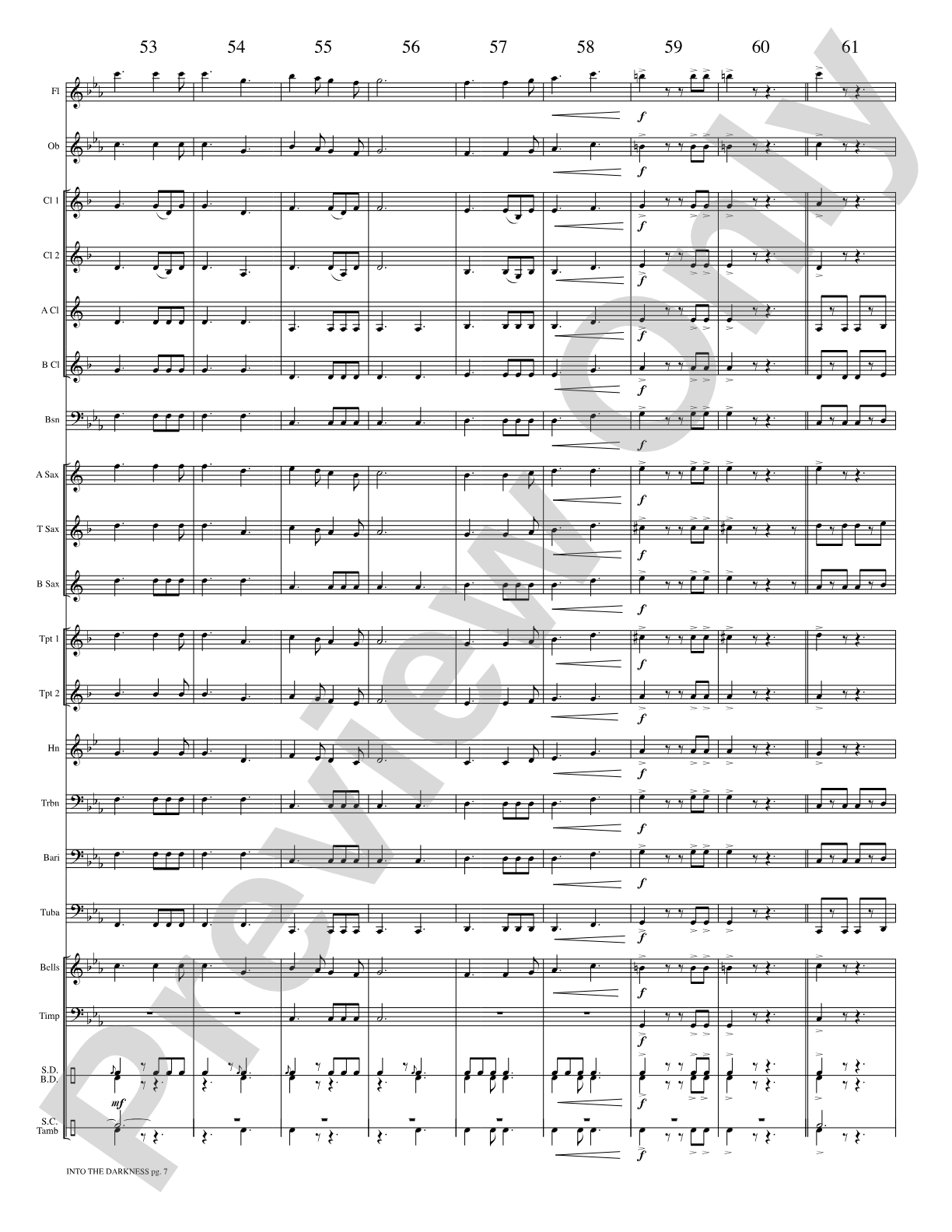Into the Darkness: Concert Band Conductor Score & Parts