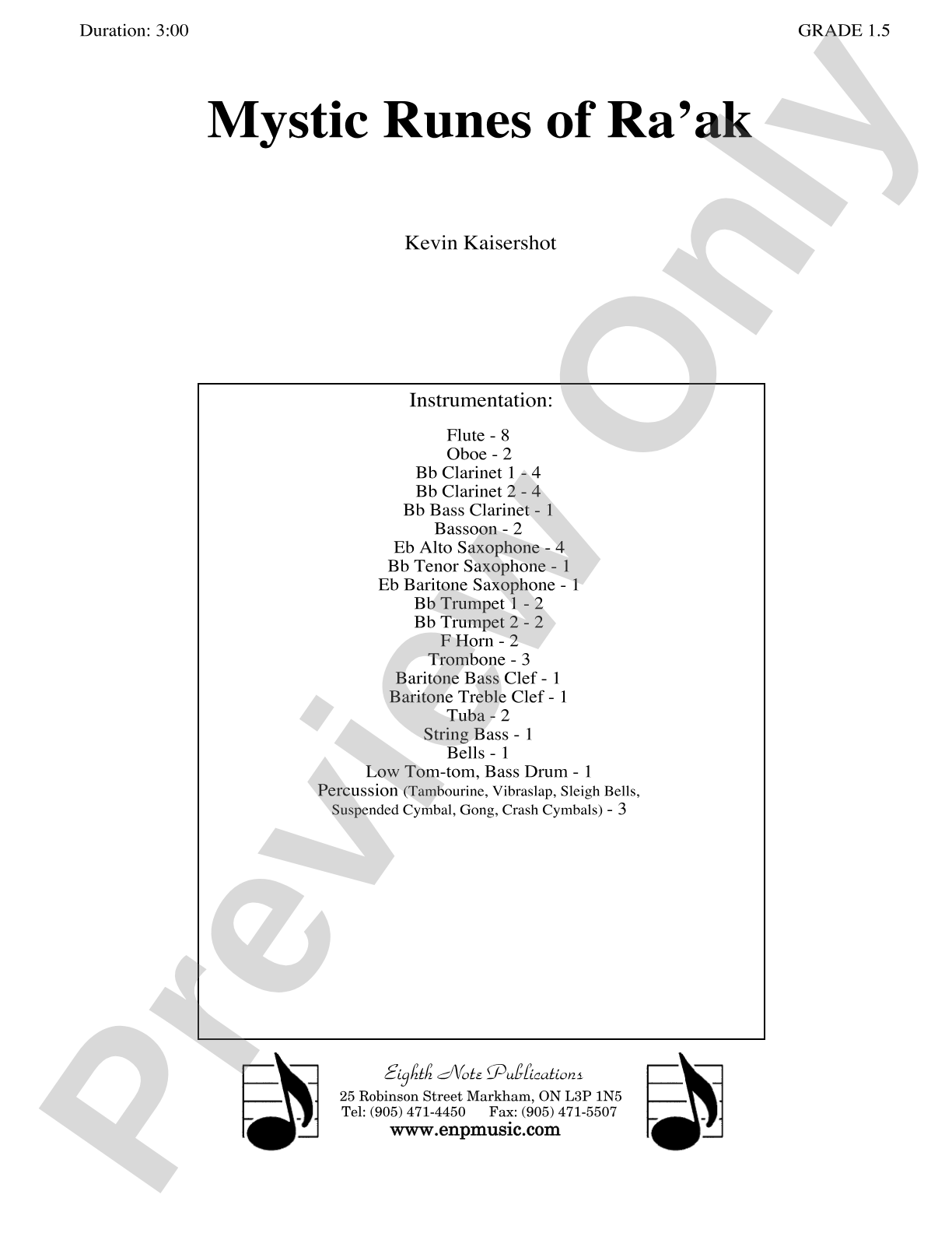 Mystic Runes of Ra’ak: Concert Band Conductor Score & Parts