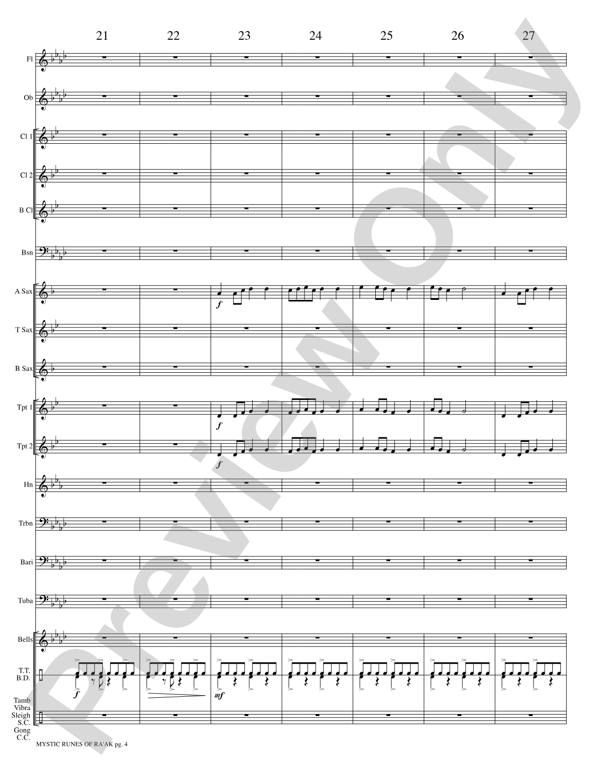 Mystic Runes of Ra’ak: Concert Band Conductor Score & Parts