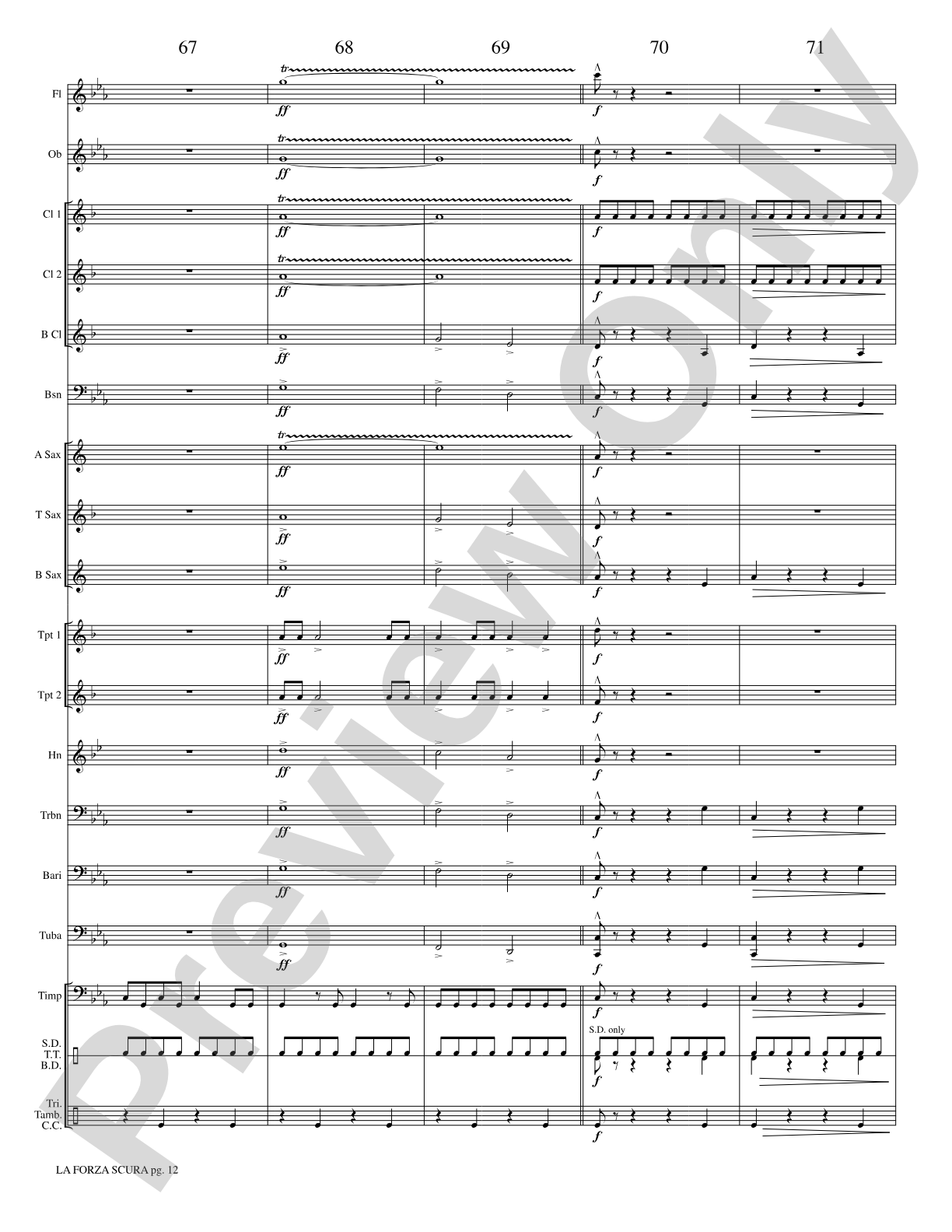 La Forza Scura (The Dark Force): Concert Band Conductor Score & Parts