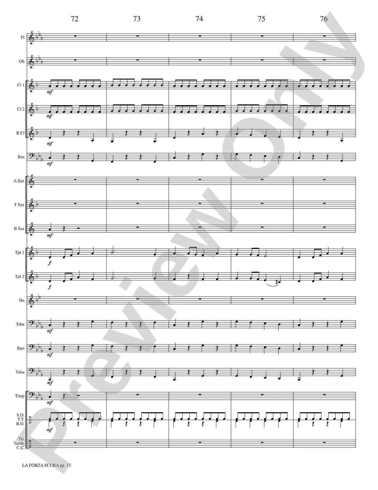 La Forza Scura (The Dark Force): Concert Band Conductor Score & Parts