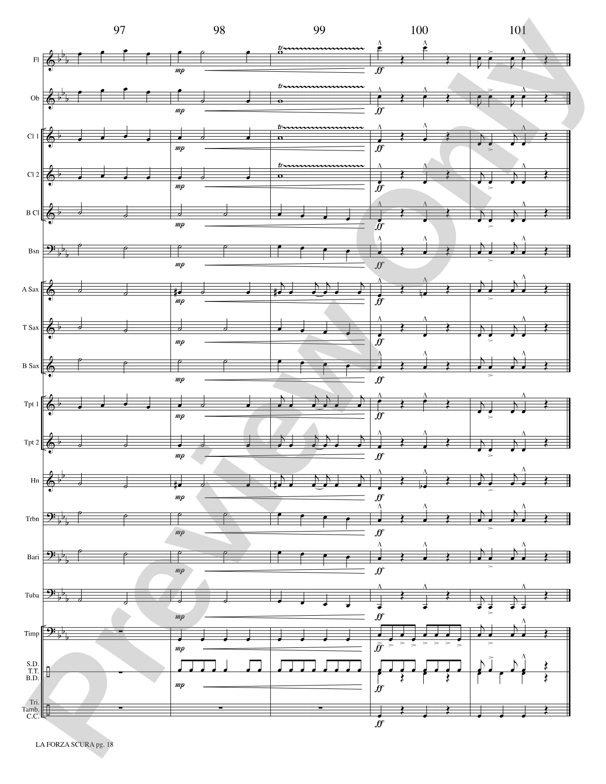 La Forza Scura (The Dark Force): Concert Band Conductor Score & Parts