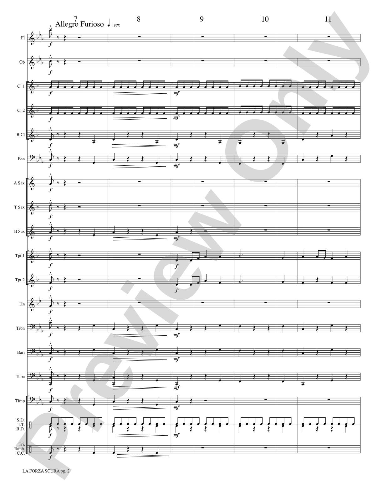 La Forza Scura (The Dark Force): Concert Band Conductor Score & Parts