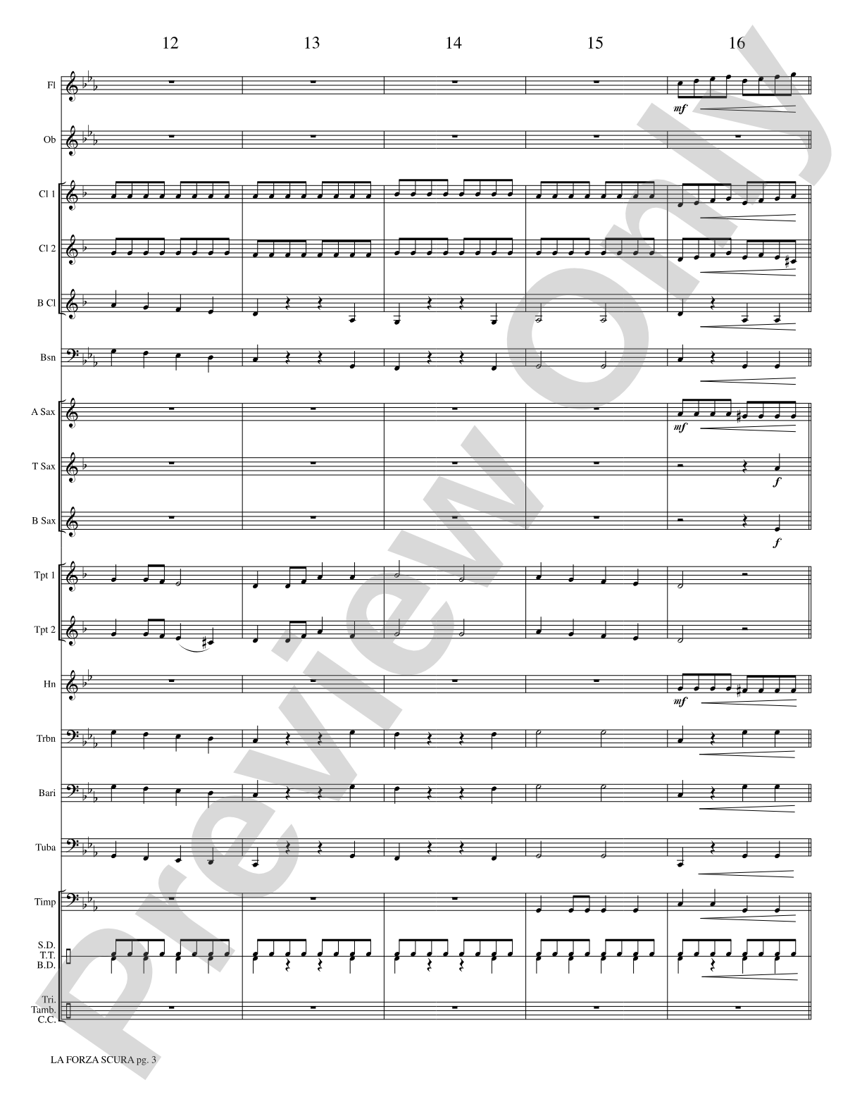 La Forza Scura (The Dark Force): Concert Band Conductor Score & Parts