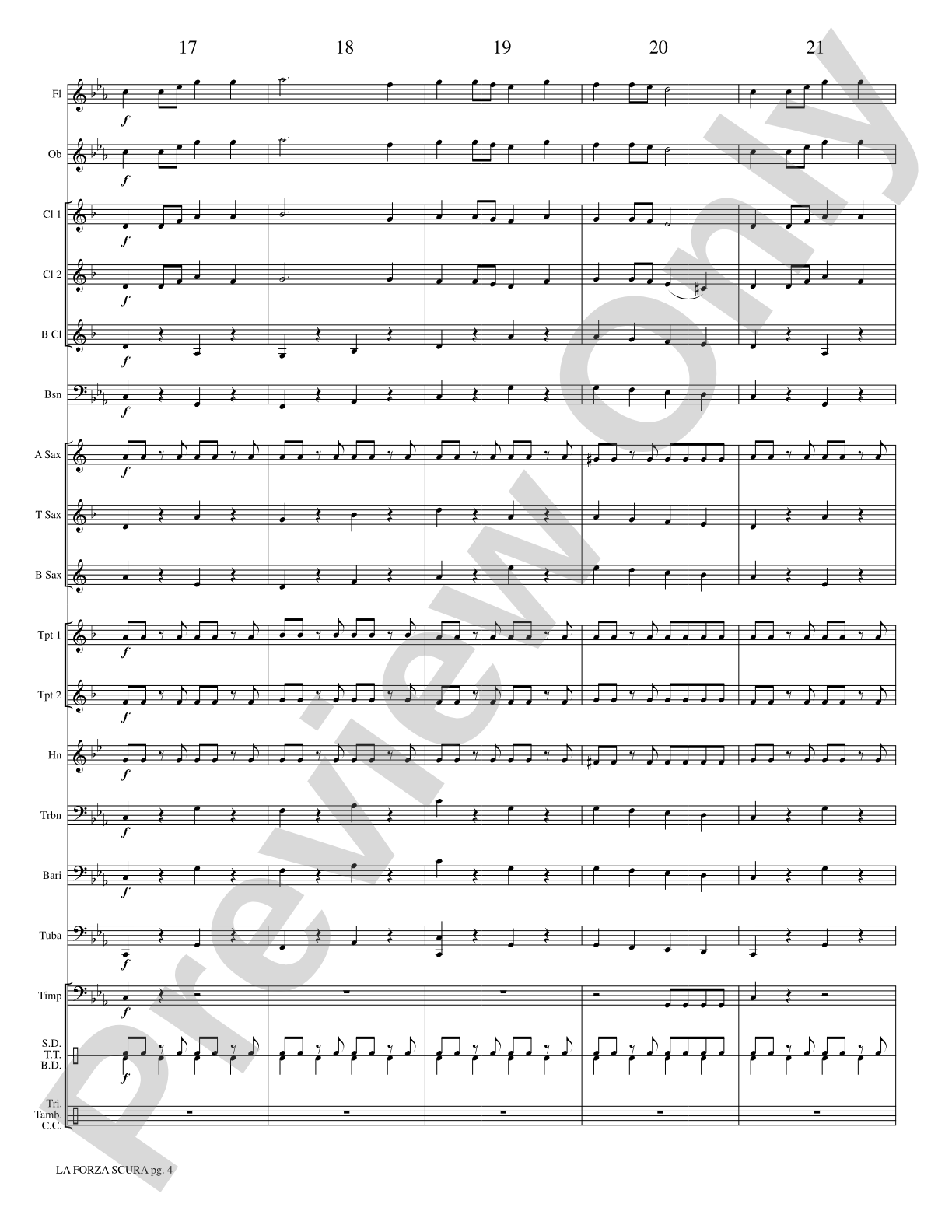 La Forza Scura (The Dark Force): Concert Band Conductor Score & Parts