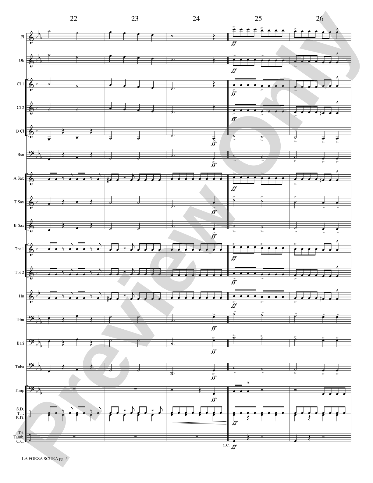 La Forza Scura (The Dark Force): Concert Band Conductor Score & Parts