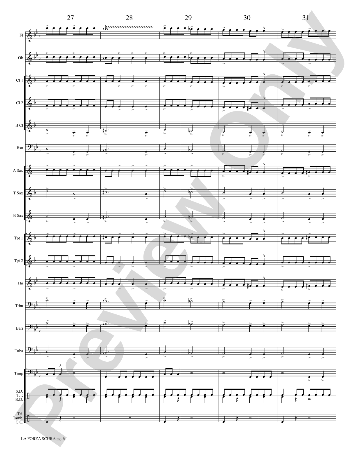 La Forza Scura (The Dark Force): Concert Band Conductor Score & Parts