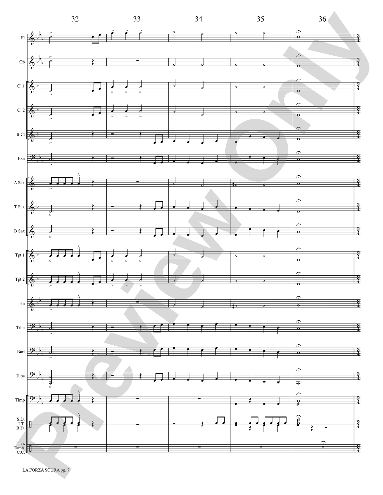 La Forza Scura (The Dark Force): Concert Band Conductor Score & Parts
