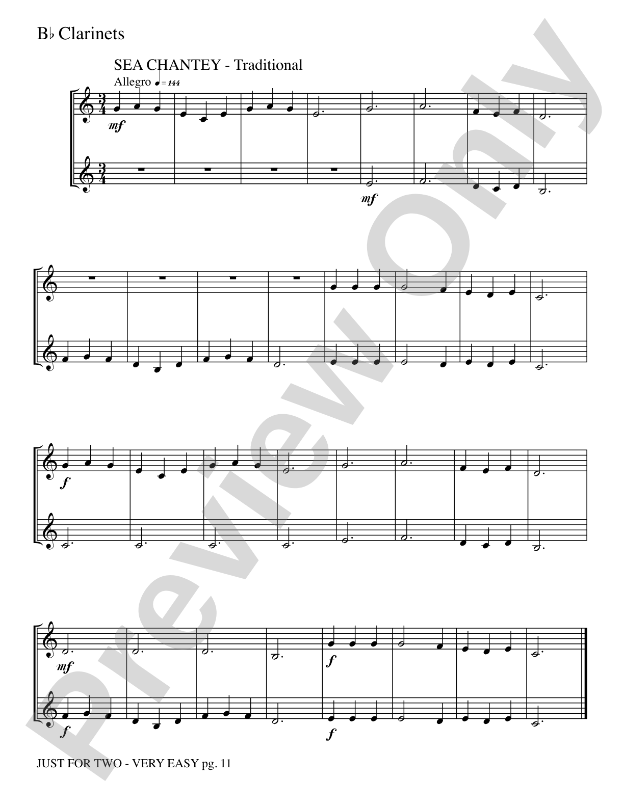 Just for Two: 2 Clarinets Part(s)
