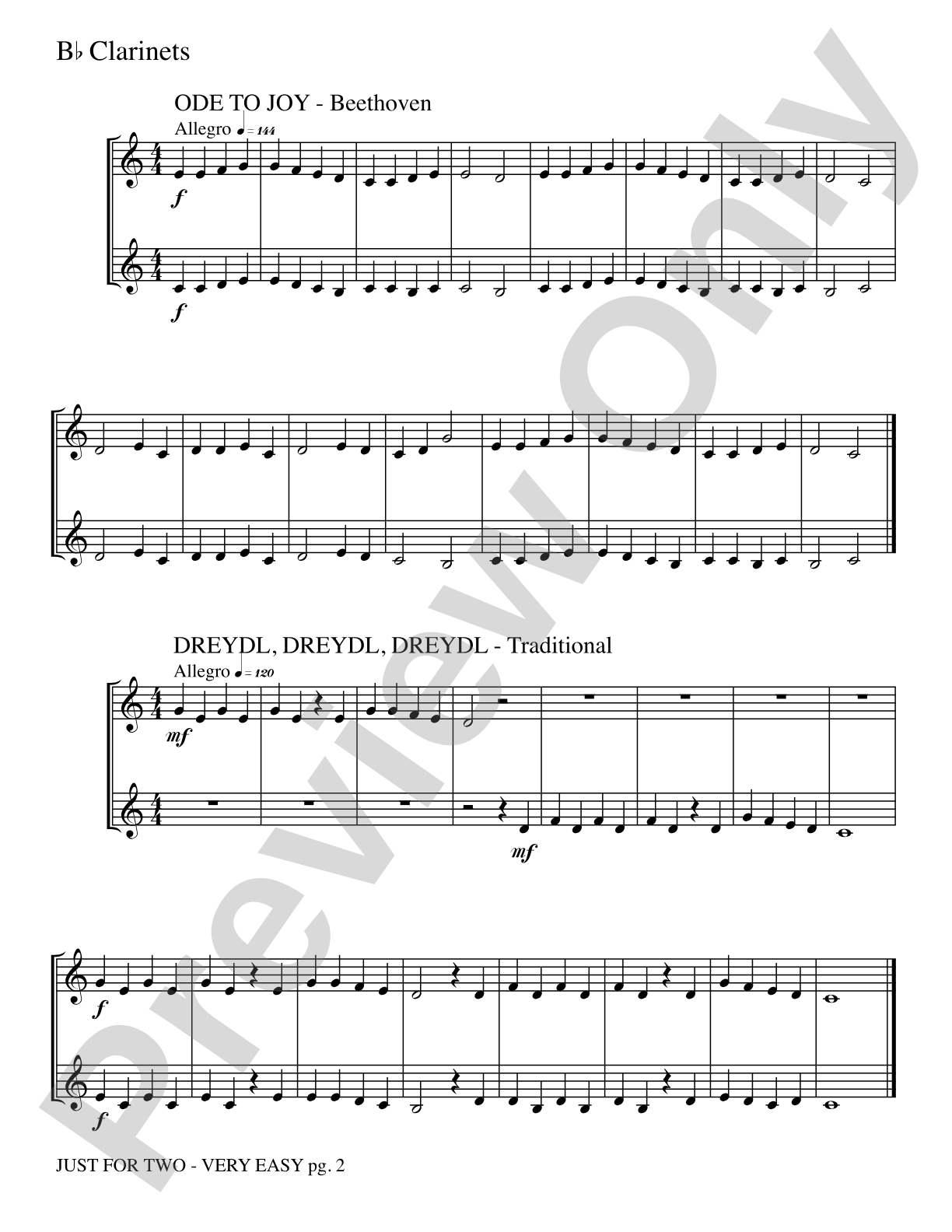 Just for Two: 2 Clarinets Part(s)