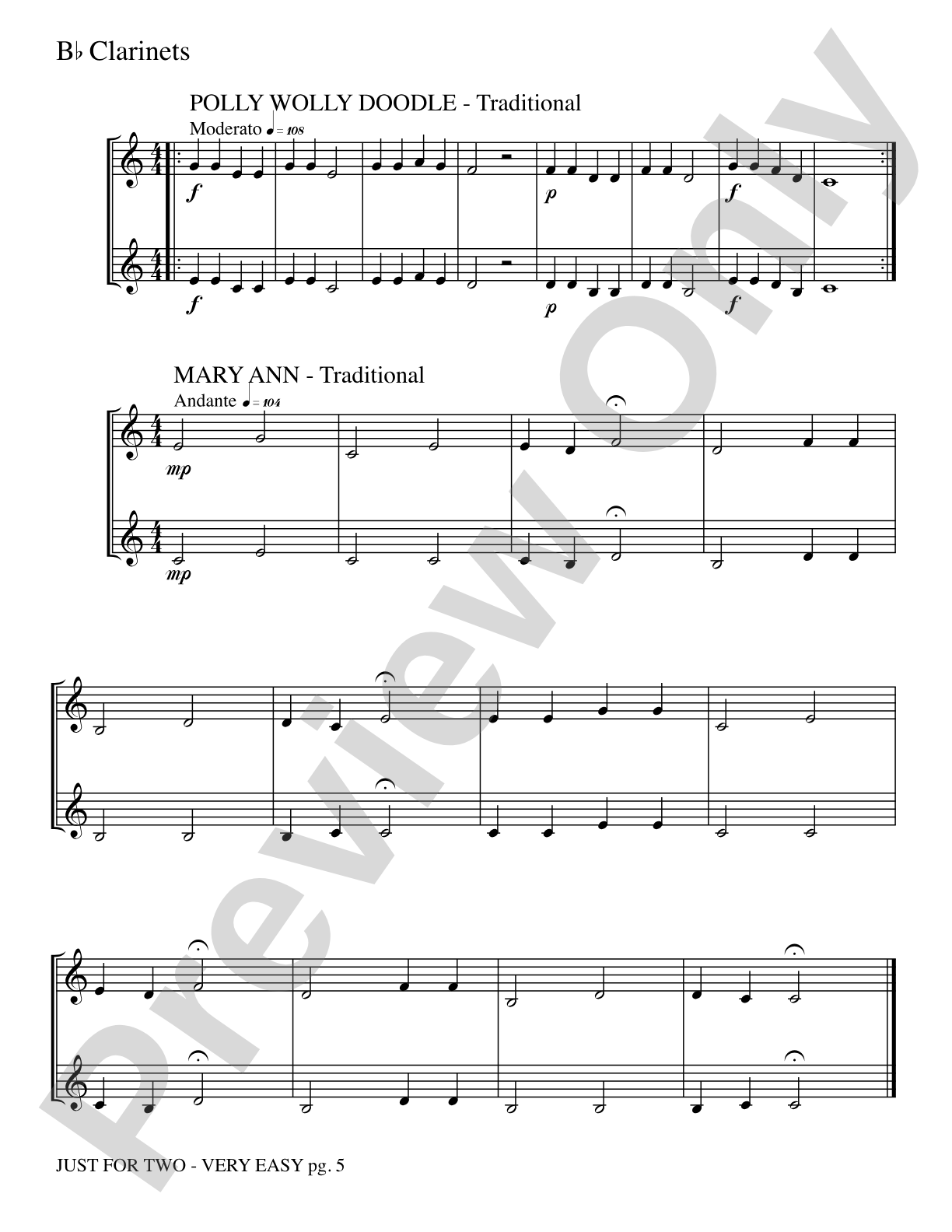 Just for Two: 2 Clarinets Part(s)