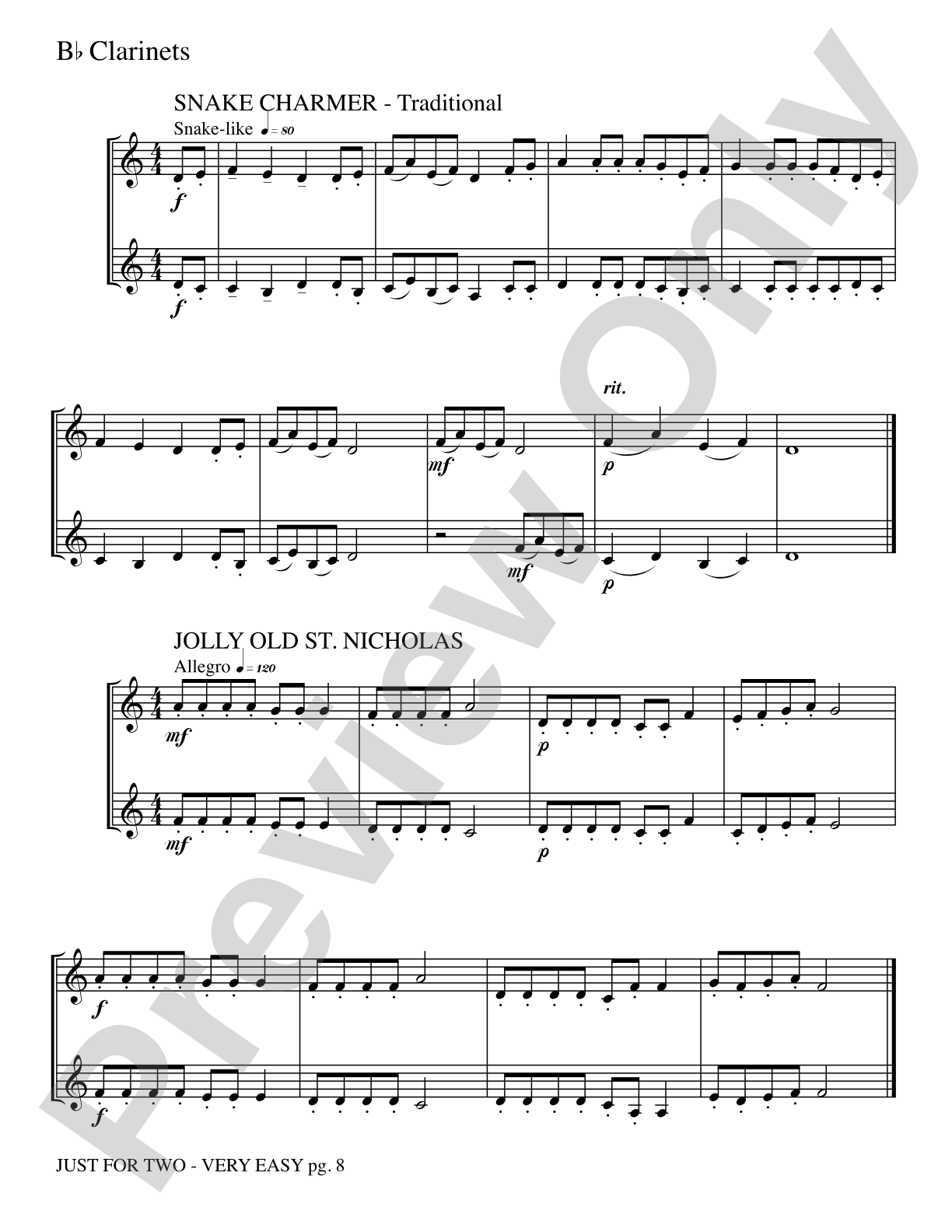 Just for Two: 2 Clarinets Part(s)