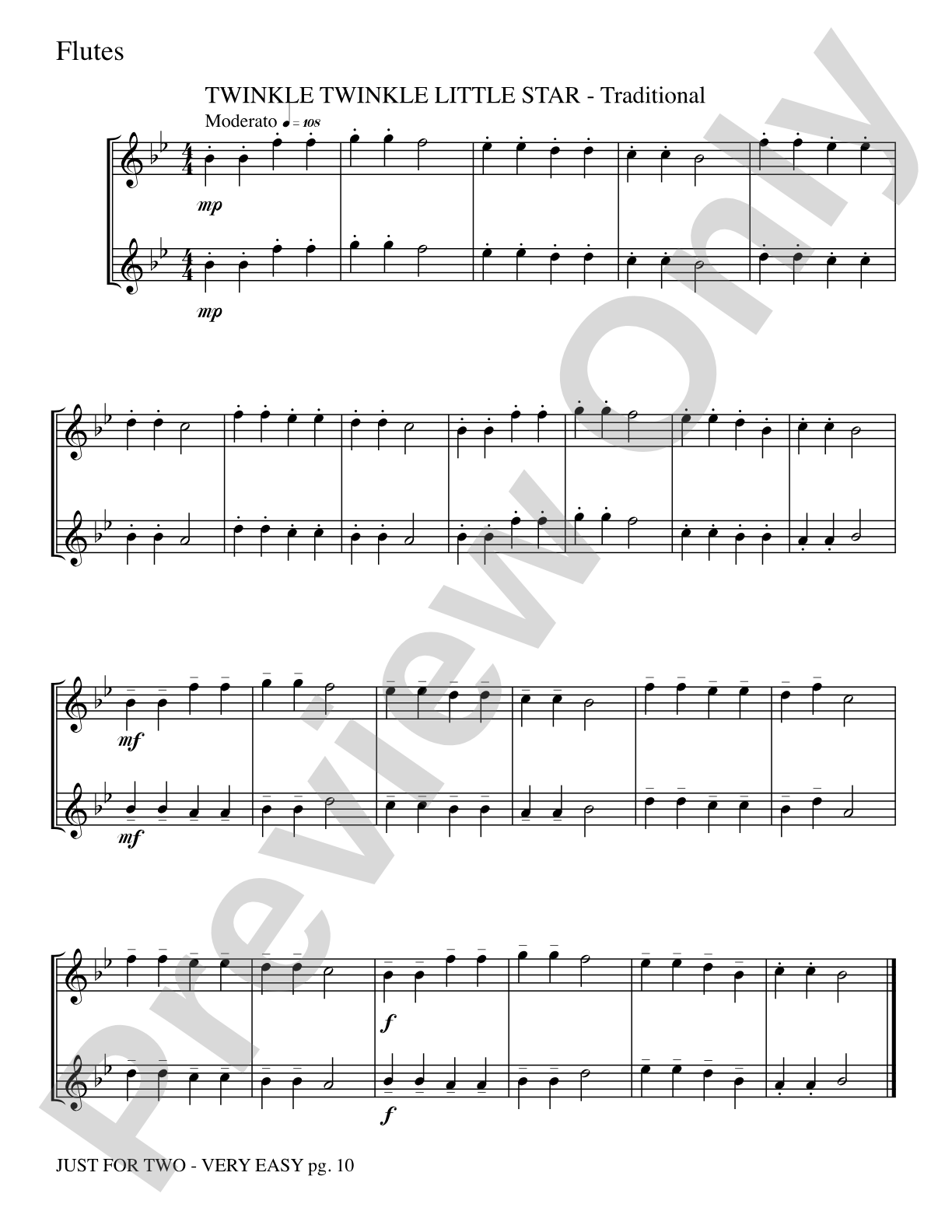Just for Two: 2 Flutes Part(s)