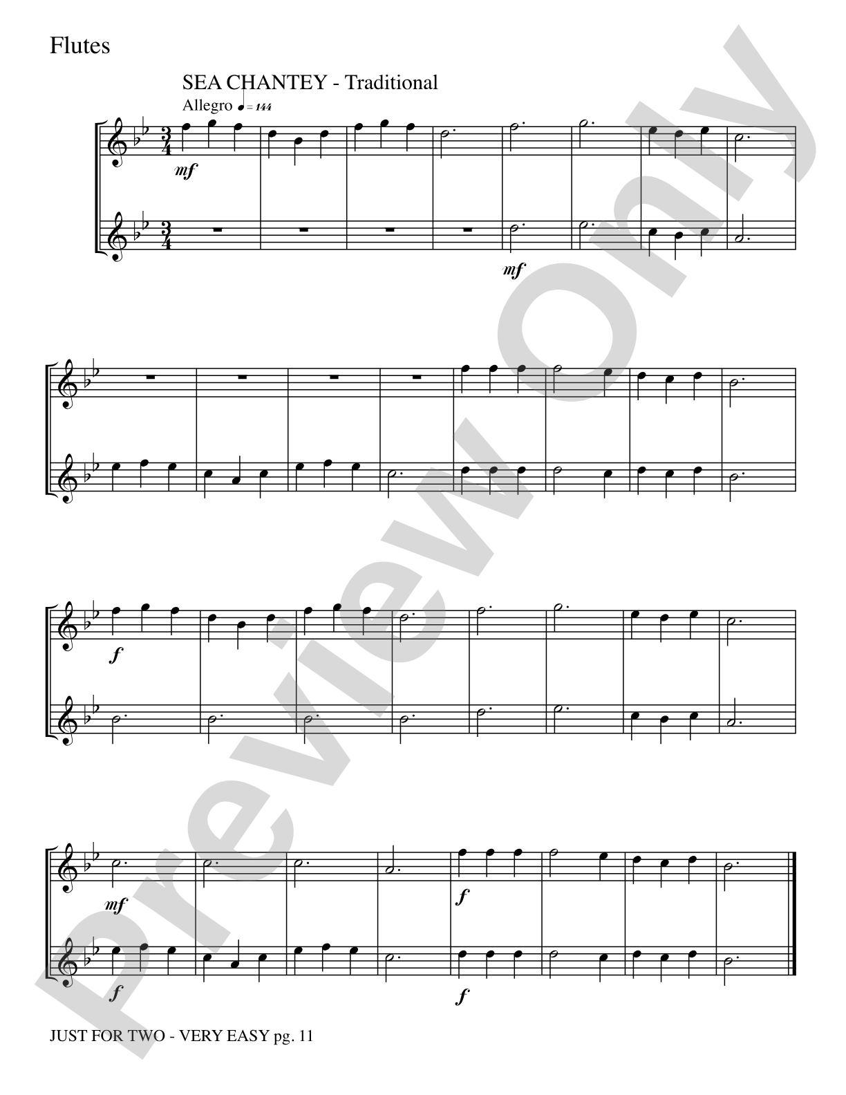 Just for Two: 2 Flutes Part(s)