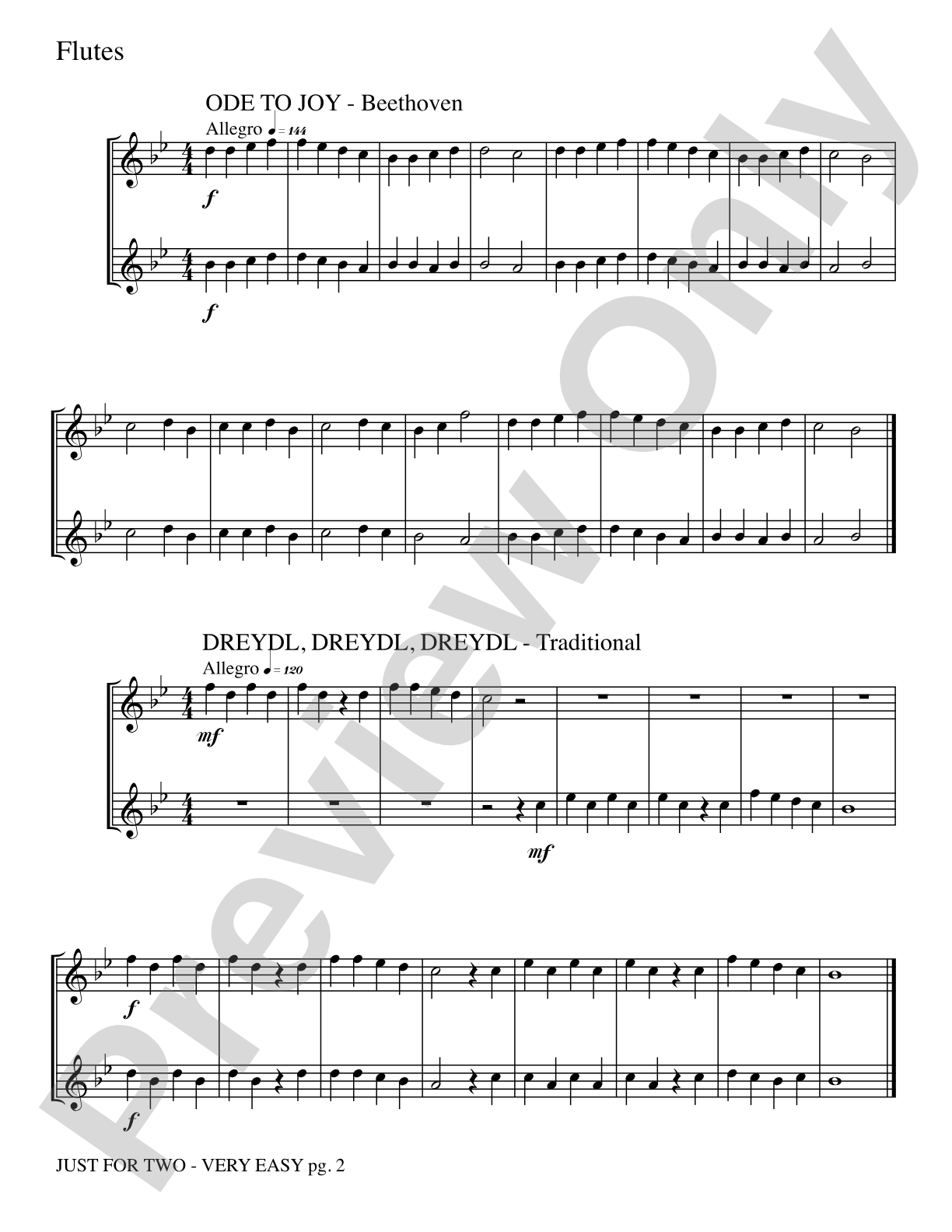 Just for Two: 2 Flutes Part(s)