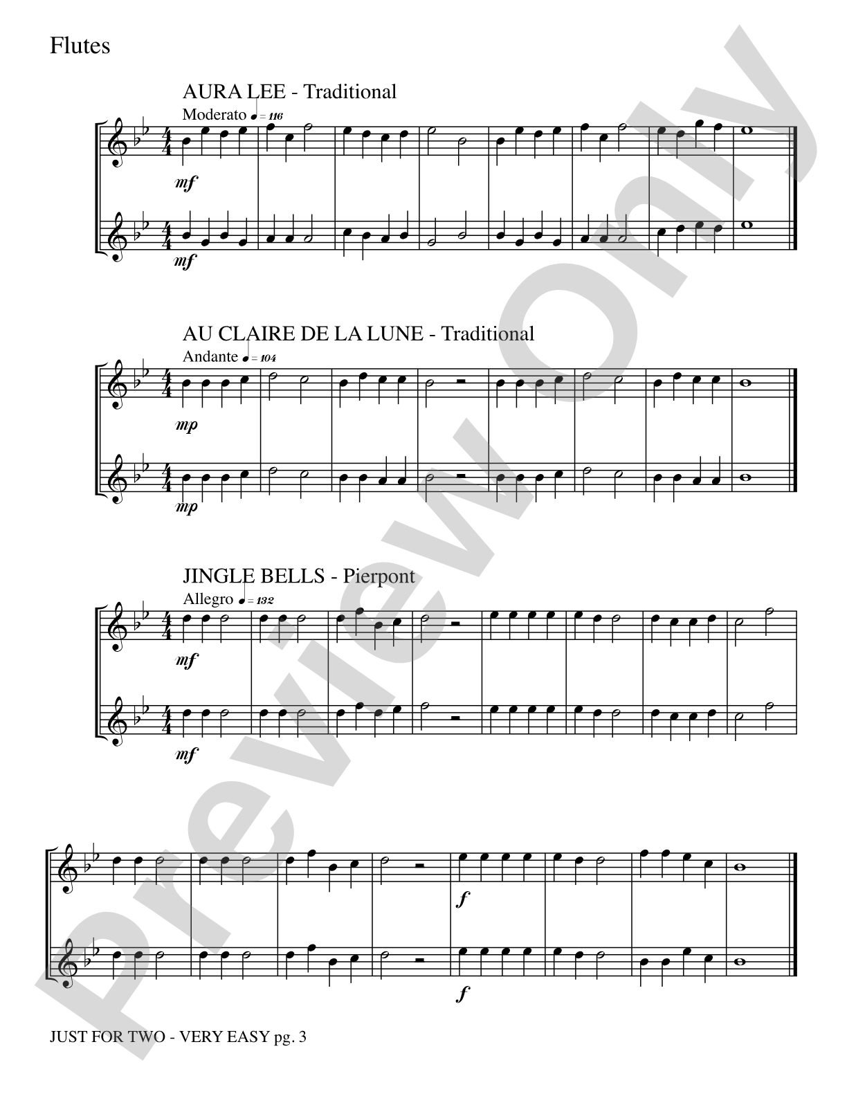 Just for Two: 2 Flutes Part(s)