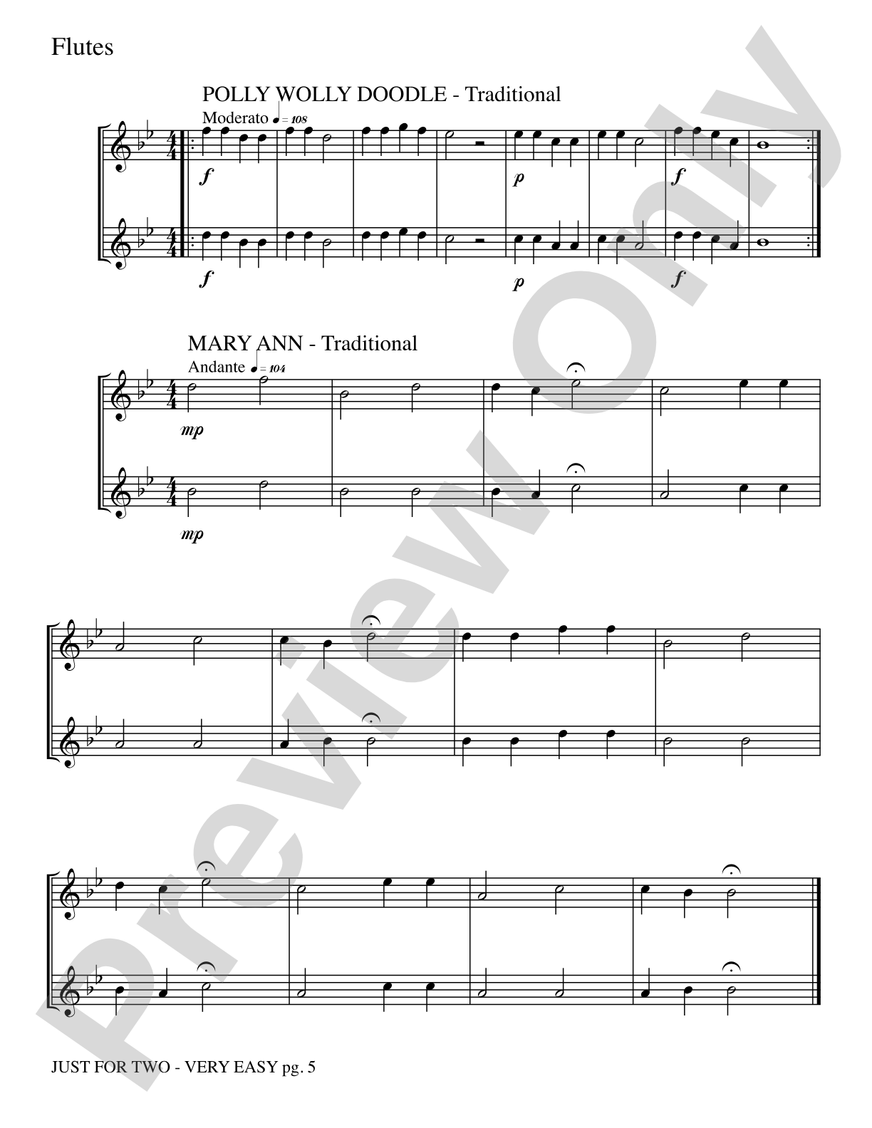 Just for Two: 2 Flutes Part(s)