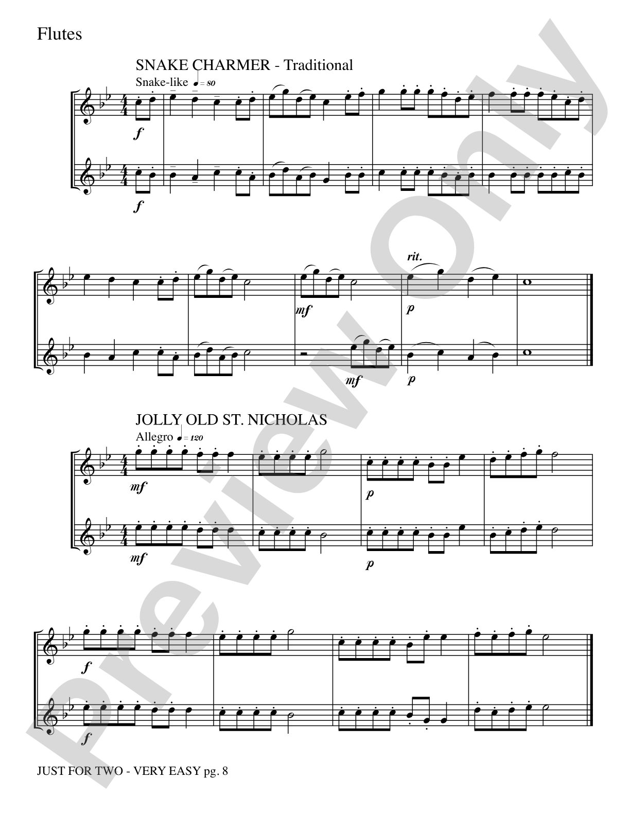 Just for Two: 2 Flutes Part(s)