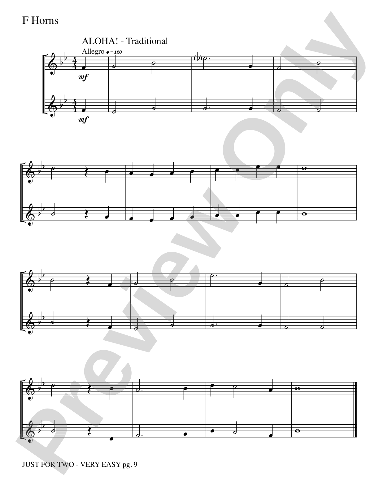 Just for Two: 2 F Horns Part(s)
