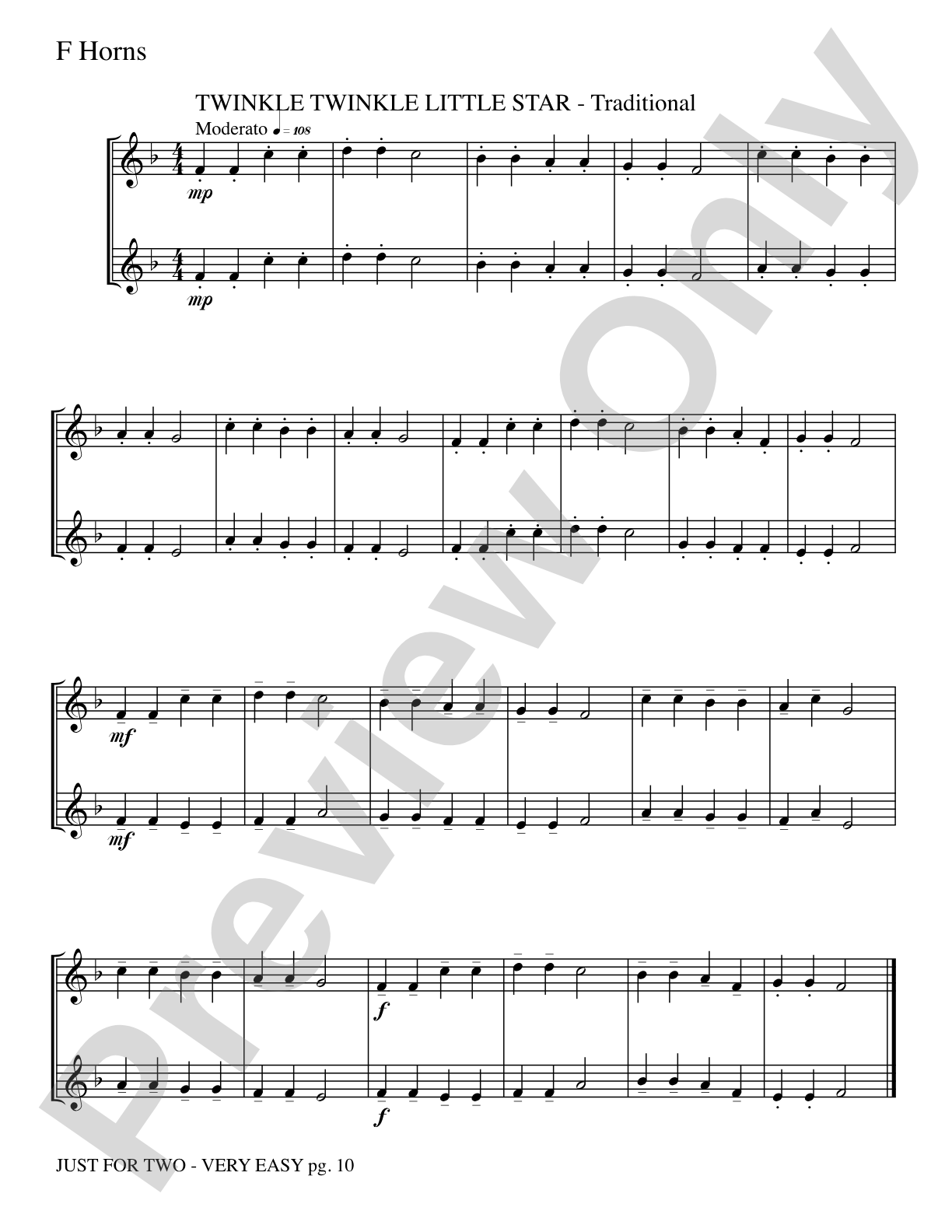 Just for Two: 2 F Horns Part(s)