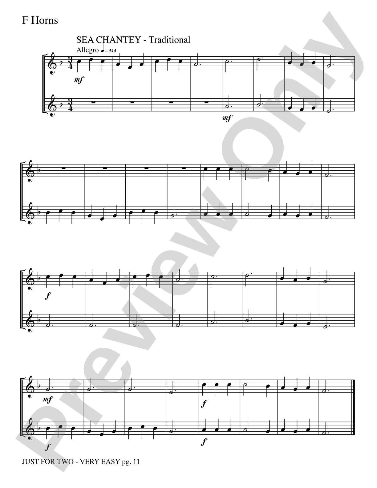 Just for Two: 2 F Horns Part(s)