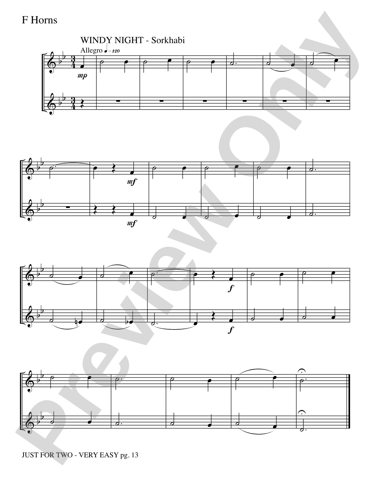 Just for Two: 2 F Horns Part(s)