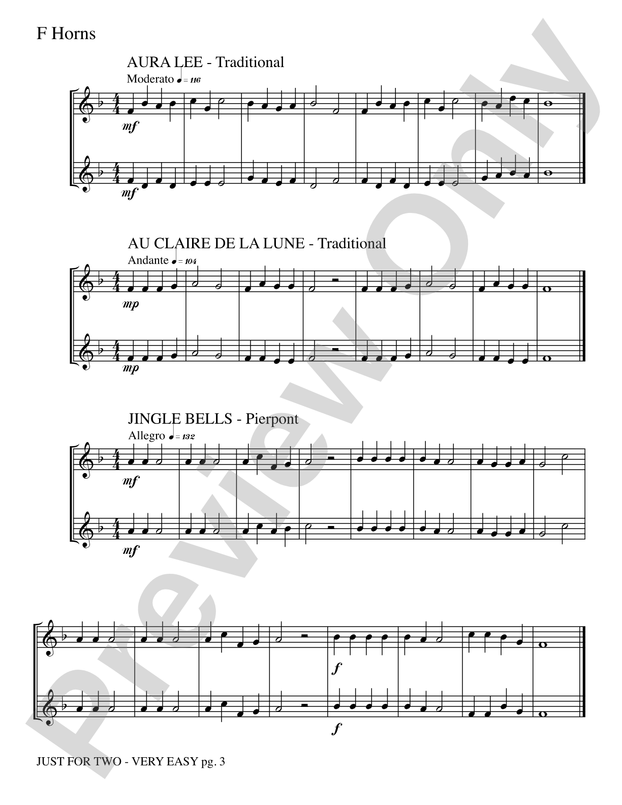 Just for Two: 2 F Horns Part(s)