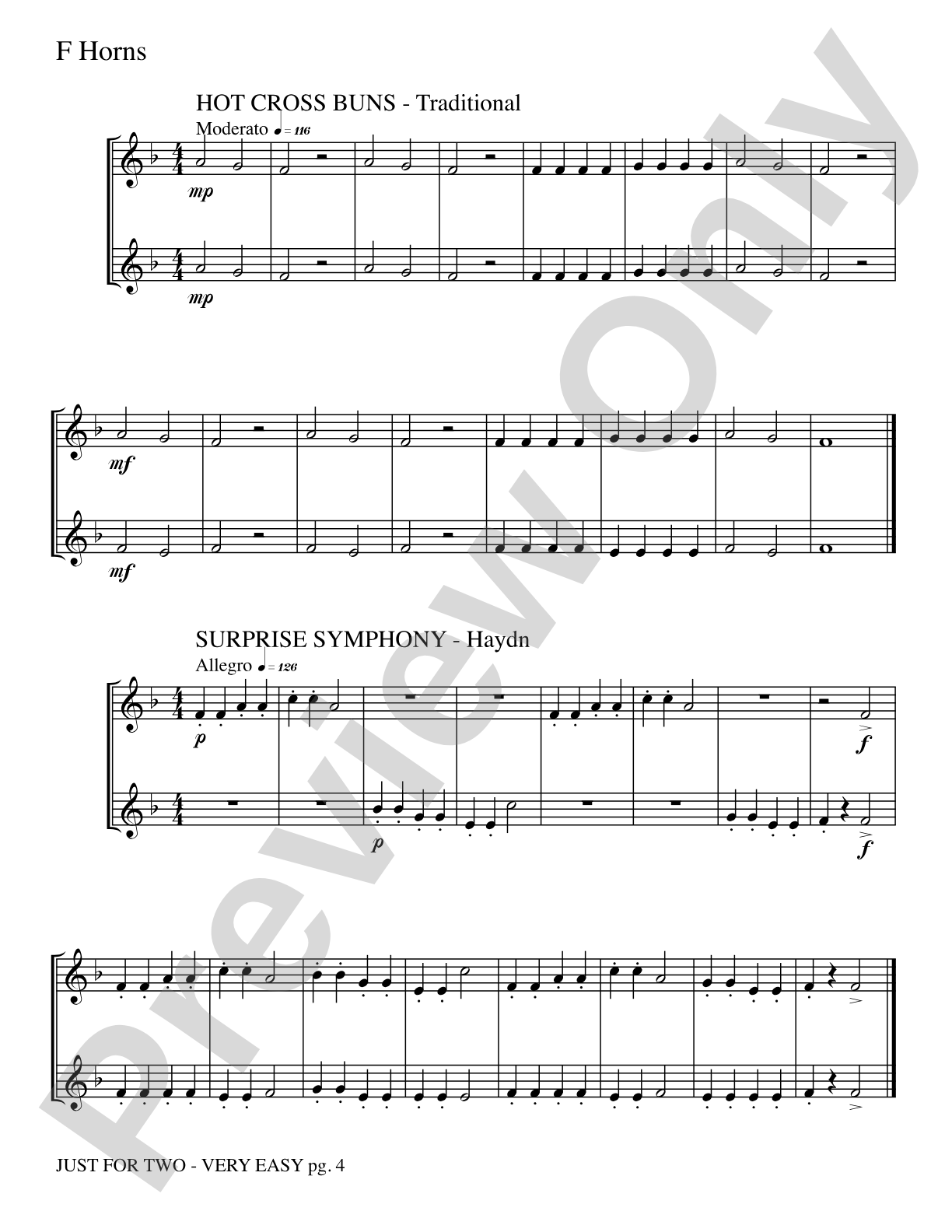 Just for Two: 2 F Horns Part(s)