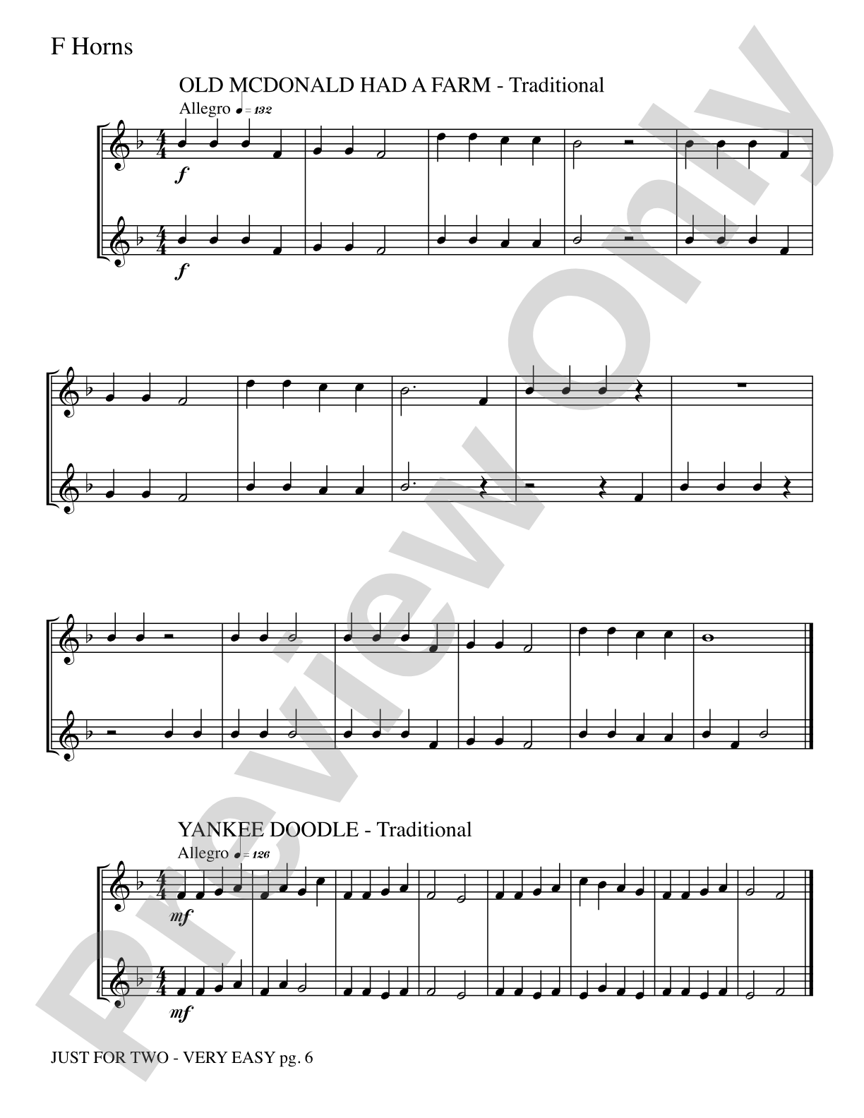 Just for Two: 2 F Horns Part(s)