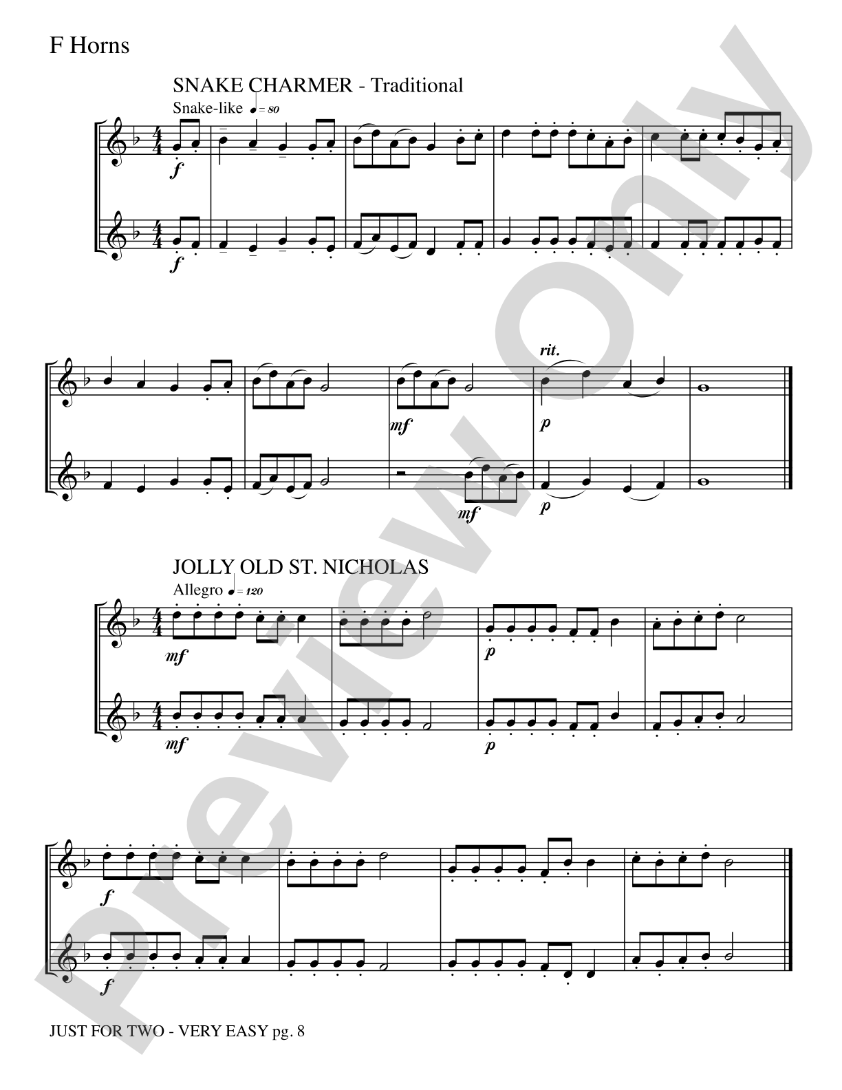 Just for Two: 2 F Horns Part(s)