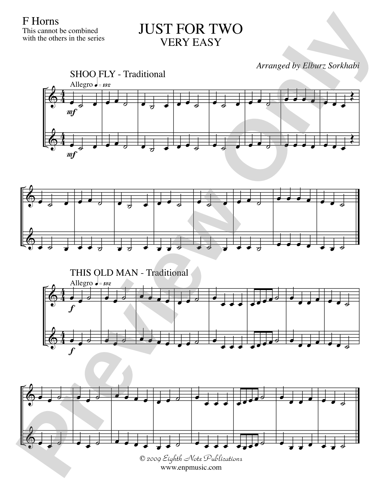 Just for Two (stand alone version): 2 F Horns Book