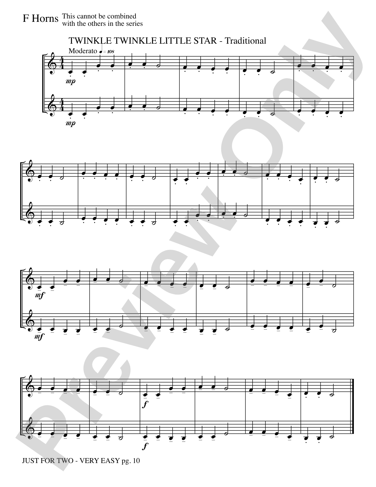Just for Two (stand alone version): 2 F Horns Book
