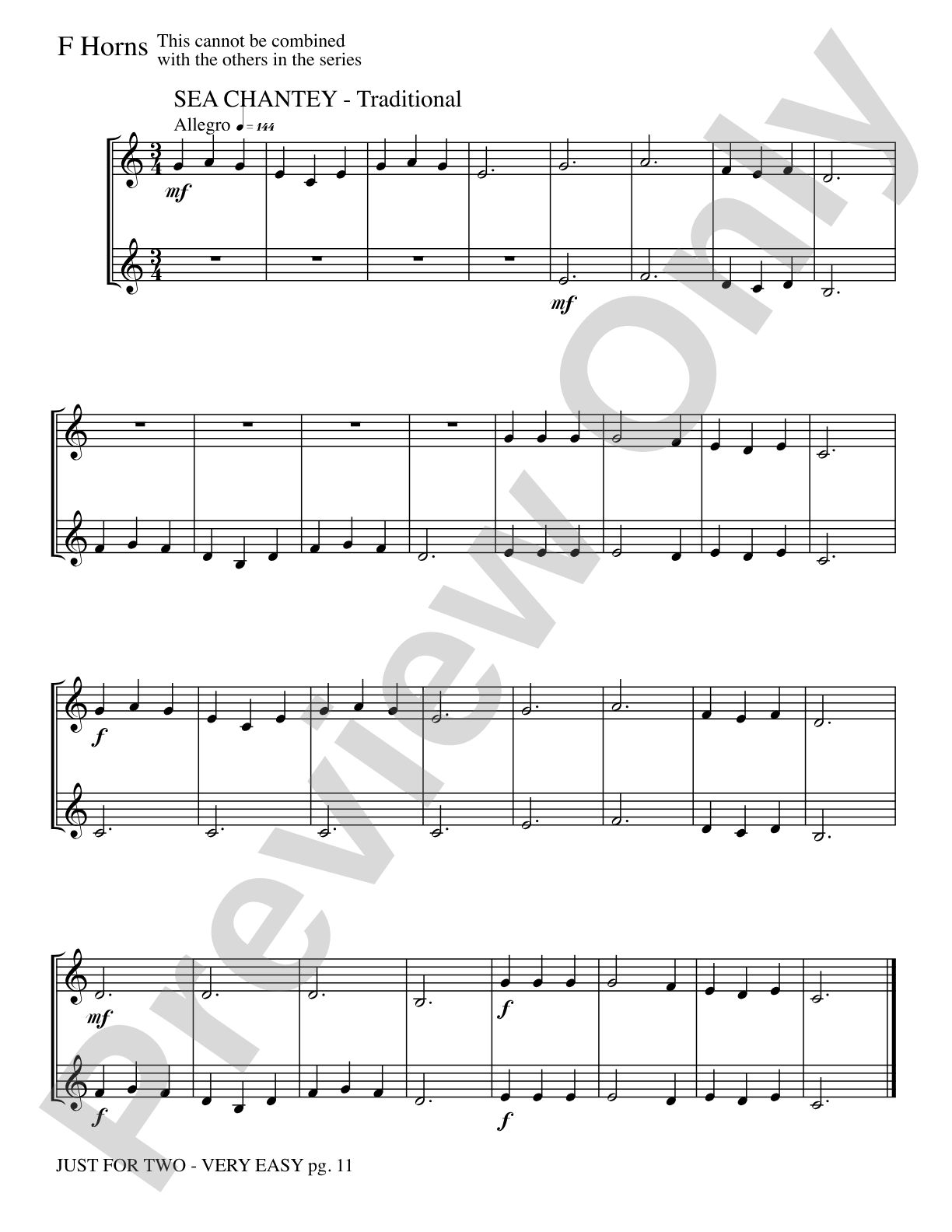 Just for Two (stand alone version): 2 F Horns Book