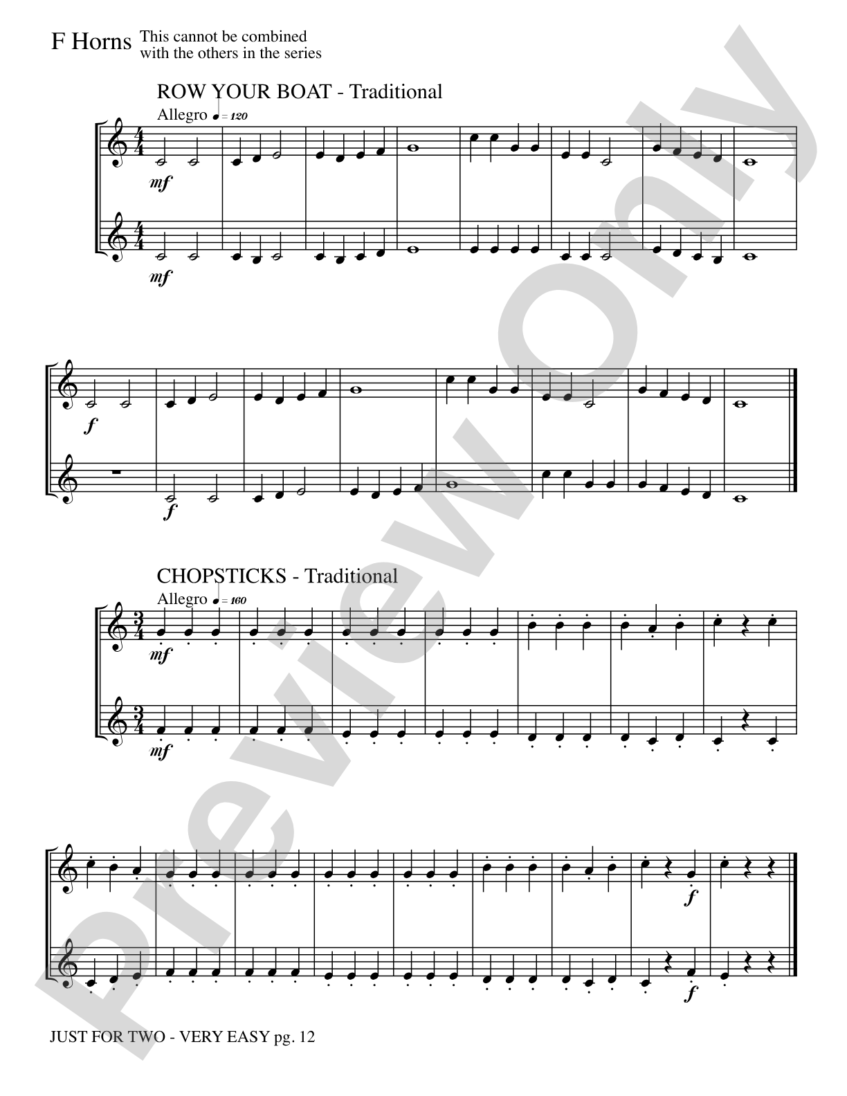 Just for Two (stand alone version): 2 F Horns Book