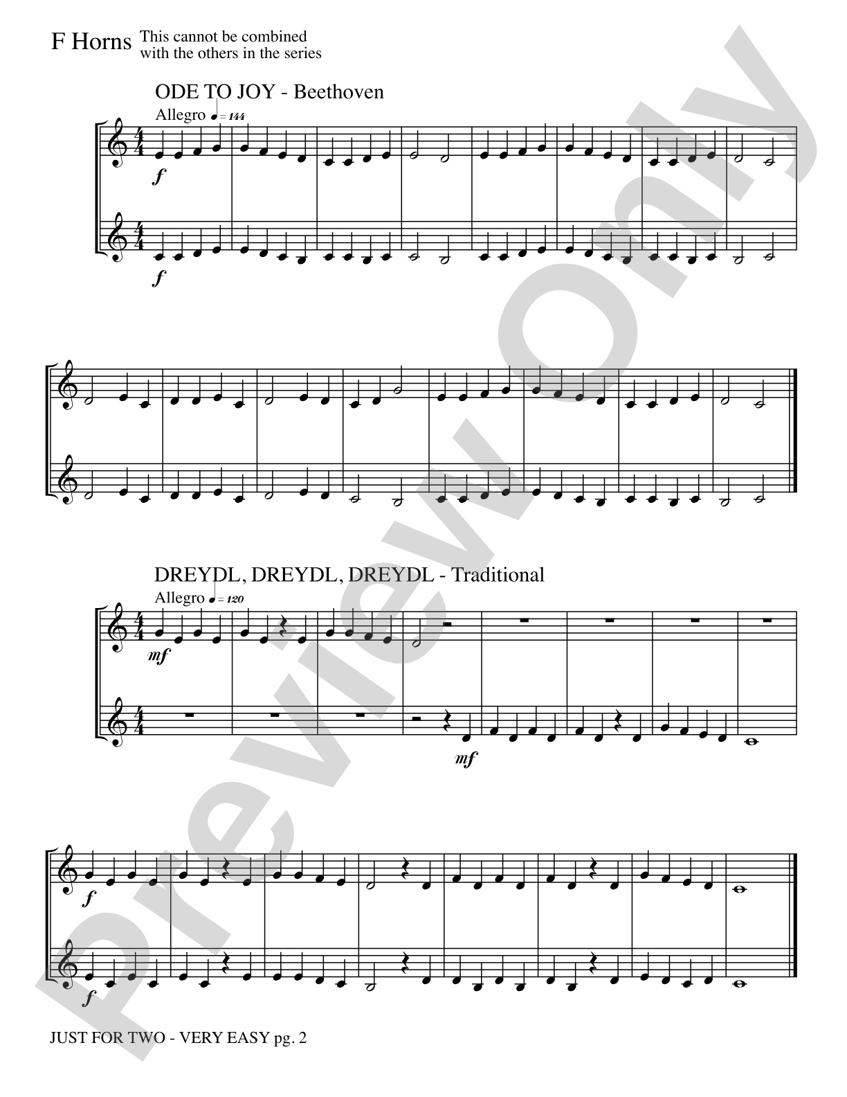 Just for Two (stand alone version): 2 F Horns Book