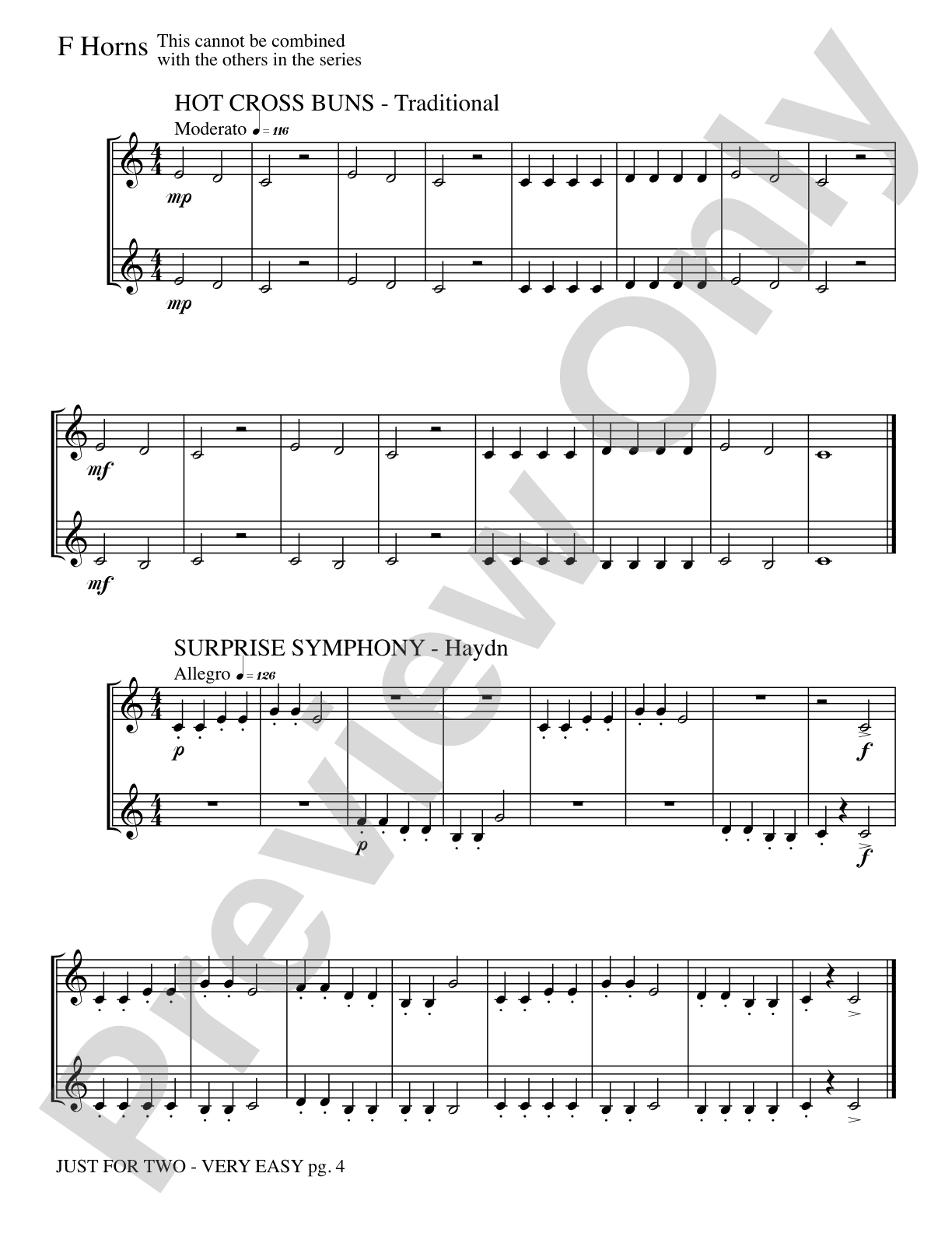Just for Two (stand alone version): 2 F Horns Book