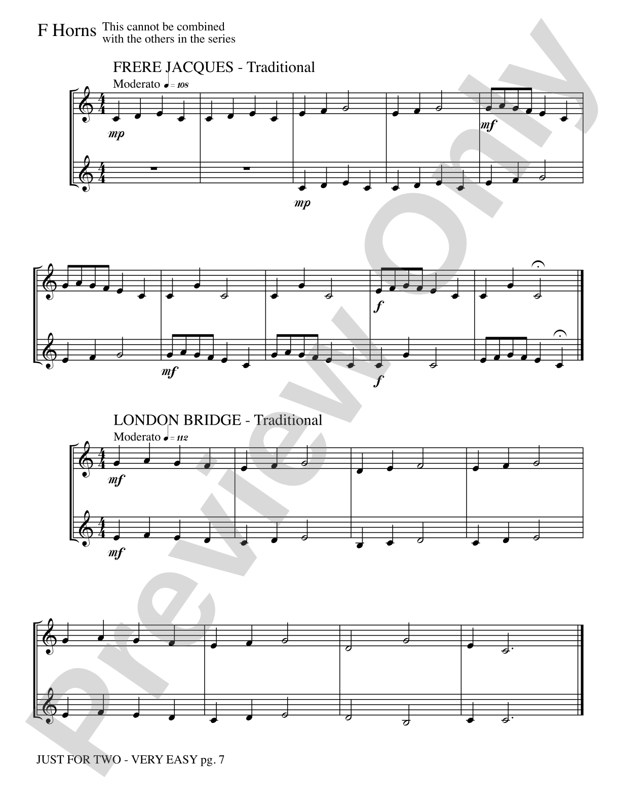 Just for Two (stand alone version): 2 F Horns Book