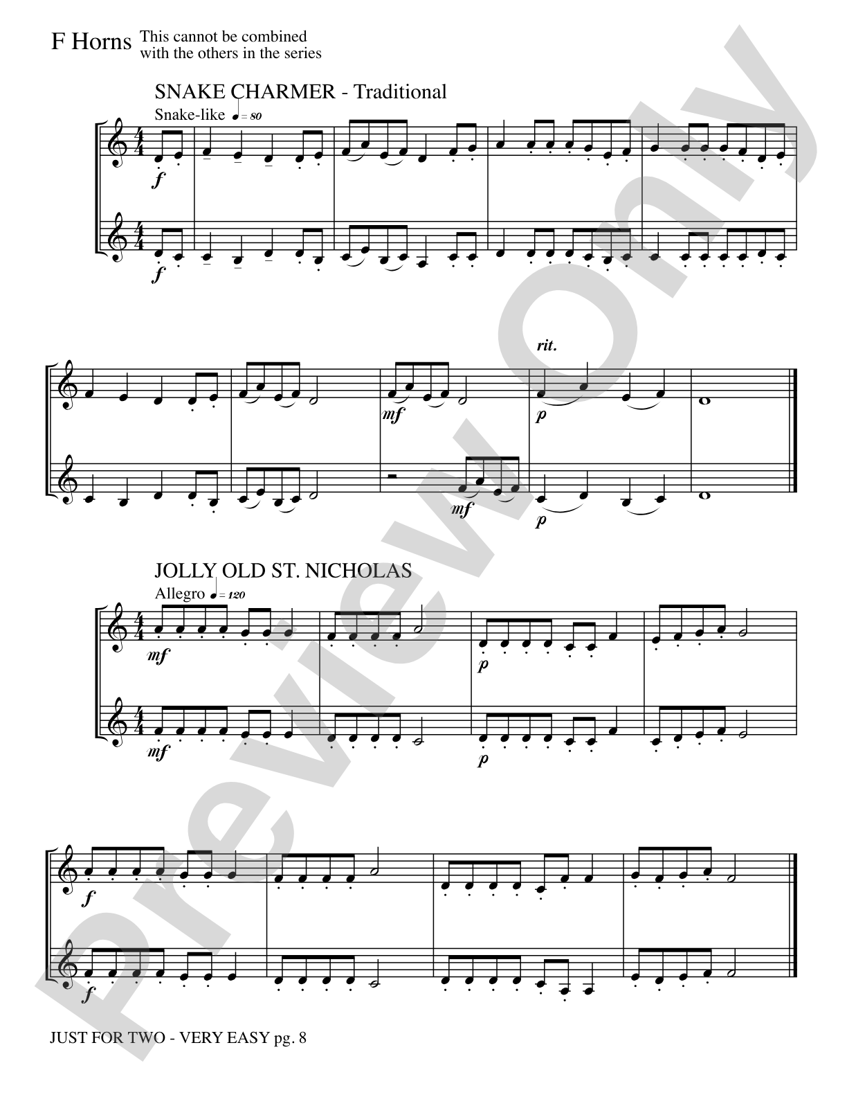 Just for Two (stand alone version): 2 F Horns Book