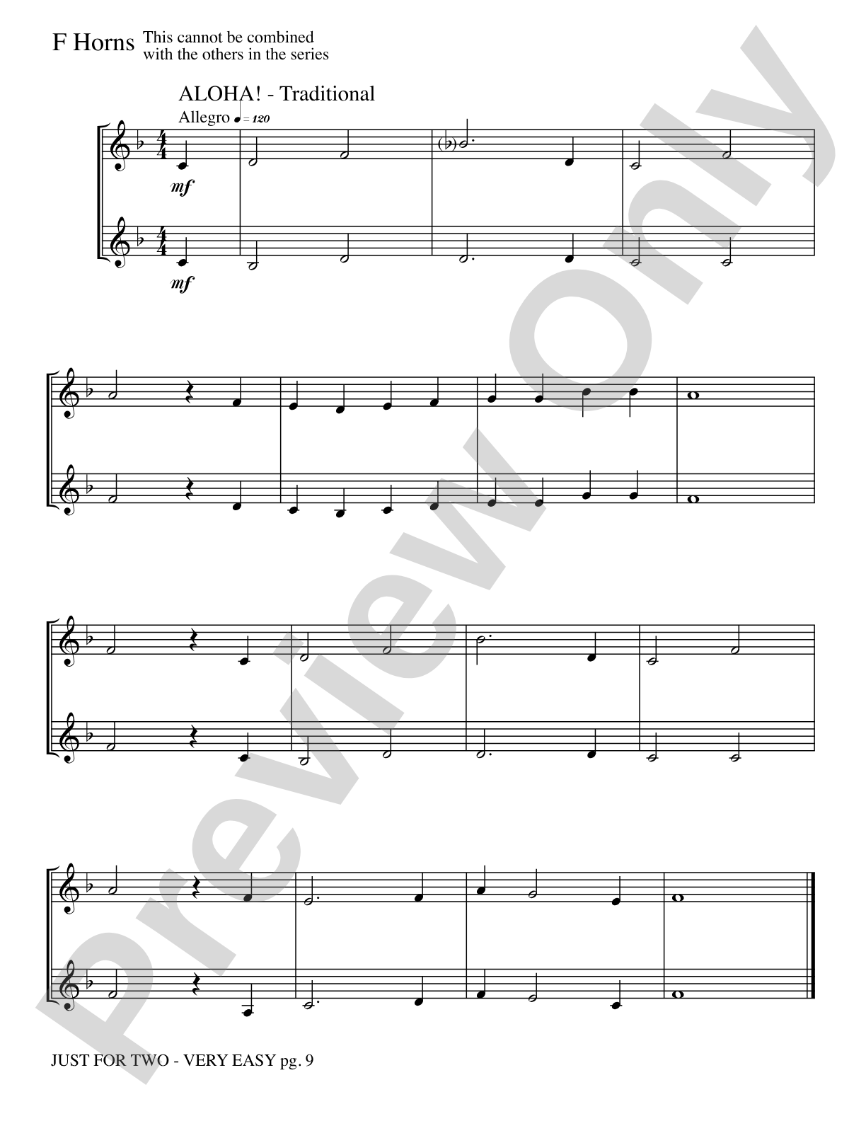 Just for Two (stand alone version): 2 F Horns Book